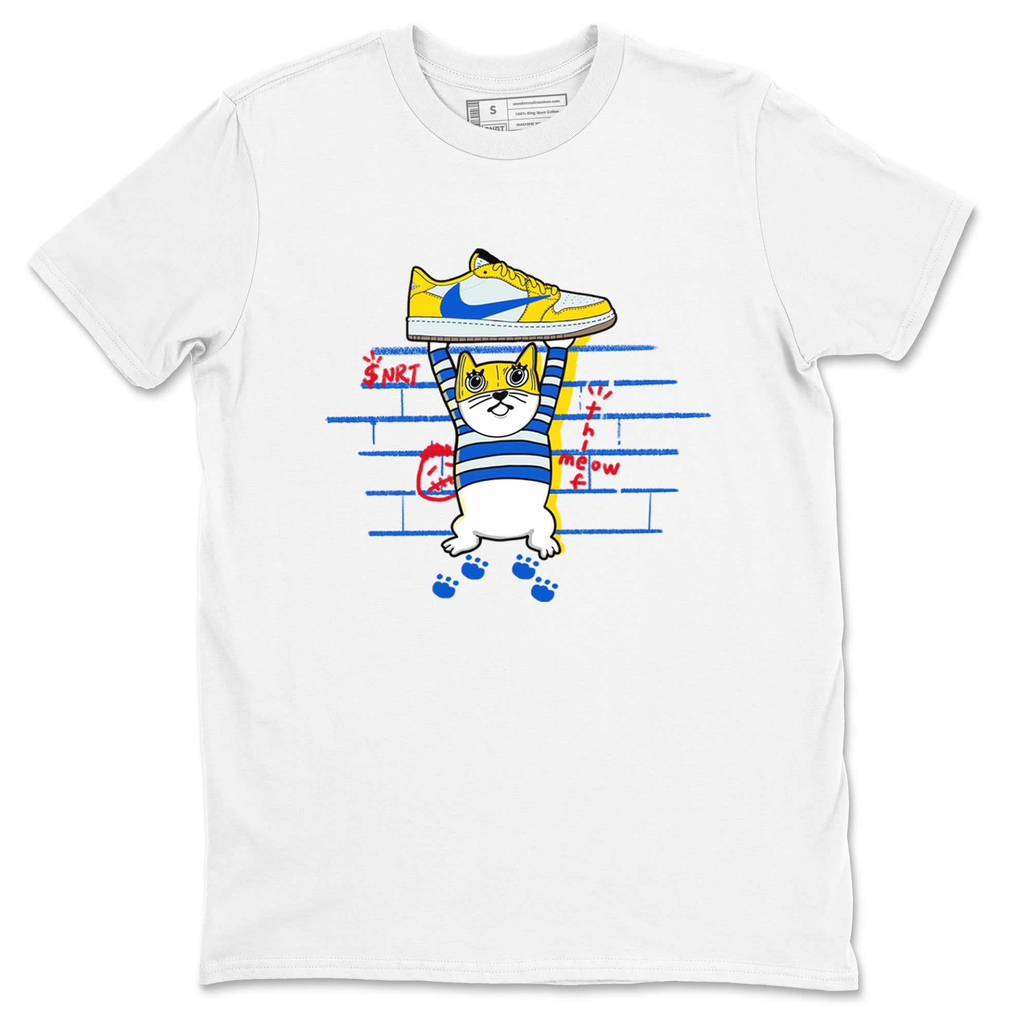 Air Jordan 1 Travis x Scott x Canary shirt to match jordans Thief Cat sneaker tees Air Jordan 1 Travis Scott Canary Drip Gear Zone unisex cotton White 2 crew neck shirt
