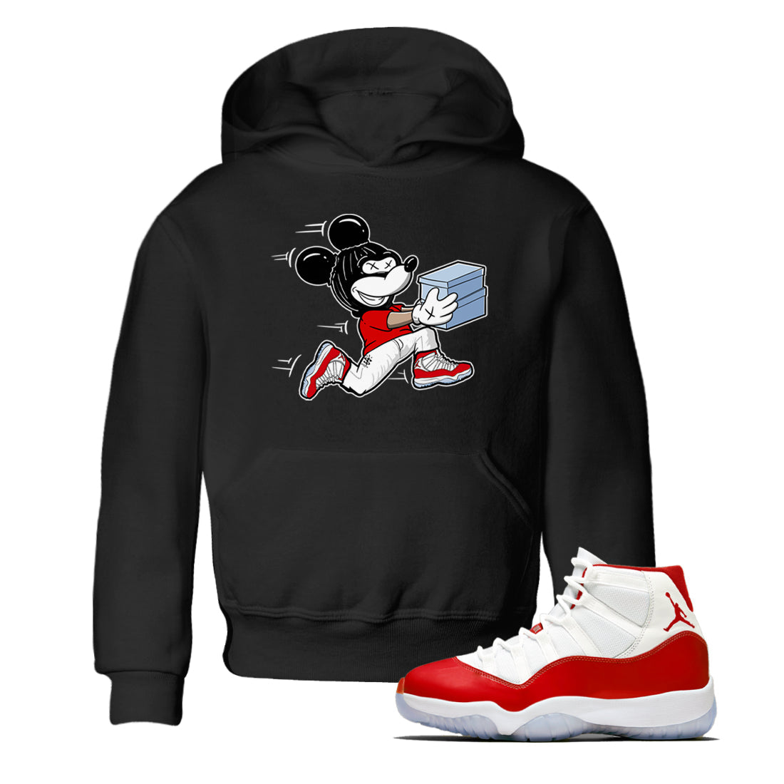 11s Cherry shirts to match jordans Thief Mouse sneaker match tees Air Jordan 11 Retro Cherry match shoes to clothes Drip Gear Zone Youth Baby Black 1 tee