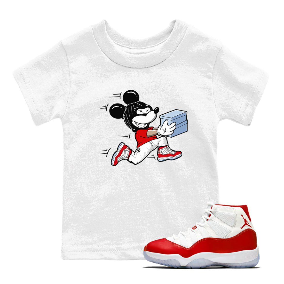 11s Cherry shirts to match jordans Thief Mouse sneaker match tees Air Jordan 11 Retro Cherry match shoes to clothes Drip Gear Zone Youth Baby White 1 tee
