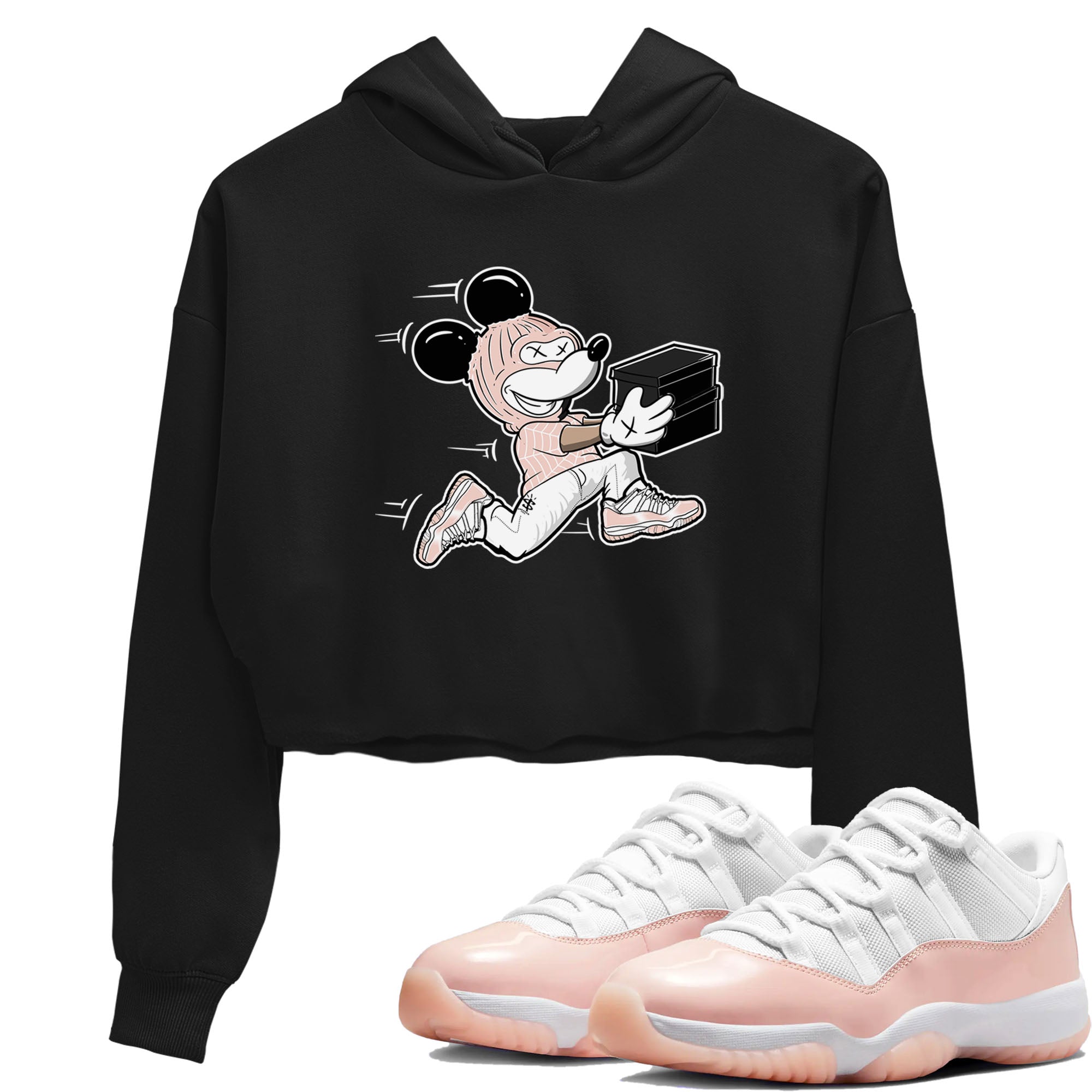 11s Legend Pink shirt to match jordans Thief Mouse sneaker tees Air Jordan 11 Legend Pink Drip Gear Zone Black 1 crop length shirt