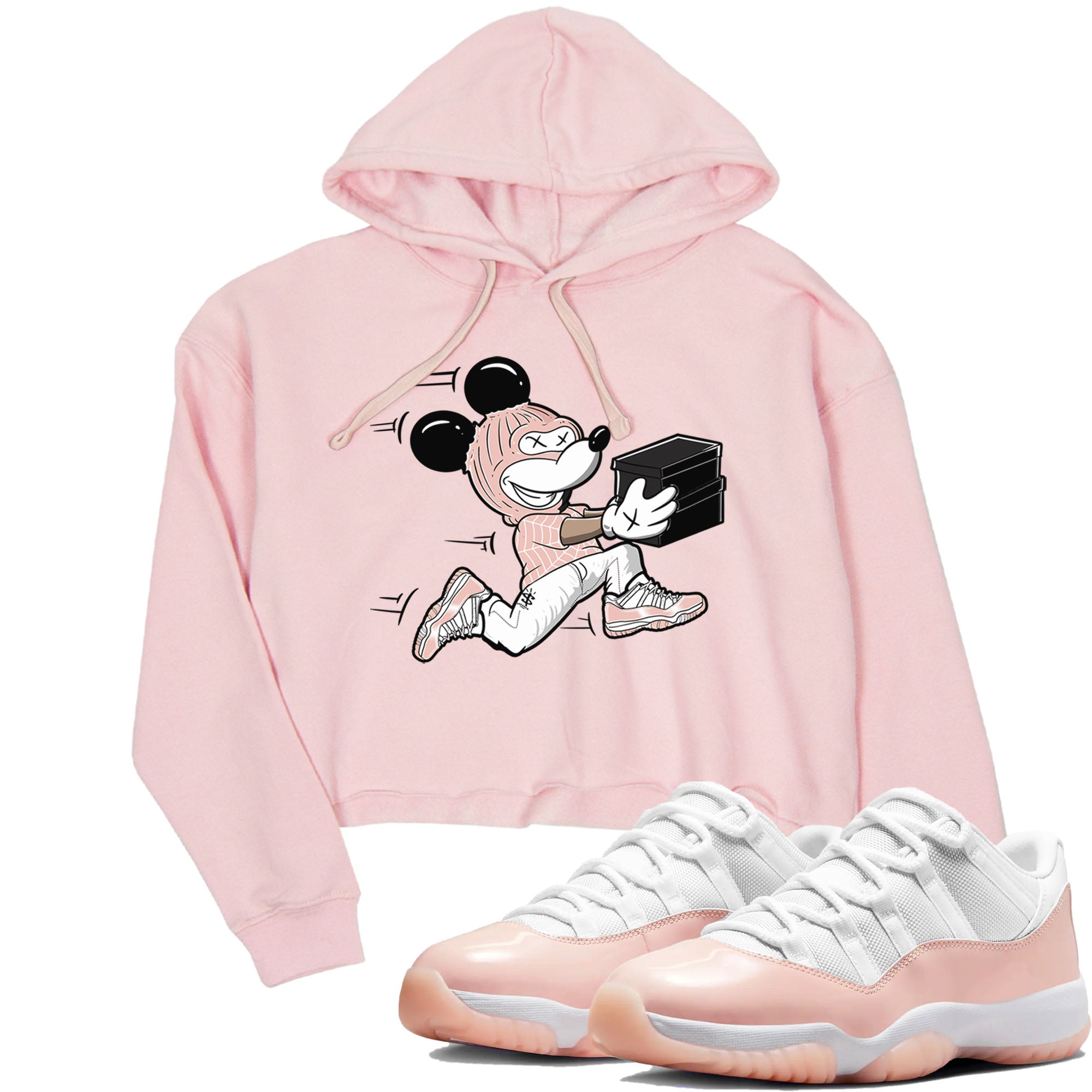 11s Legend Pink shirt to match jordans Thief Mouse sneaker tees Air Jordan 11 Legend Pink Drip Gear Zone Pink 1 crop length shirt