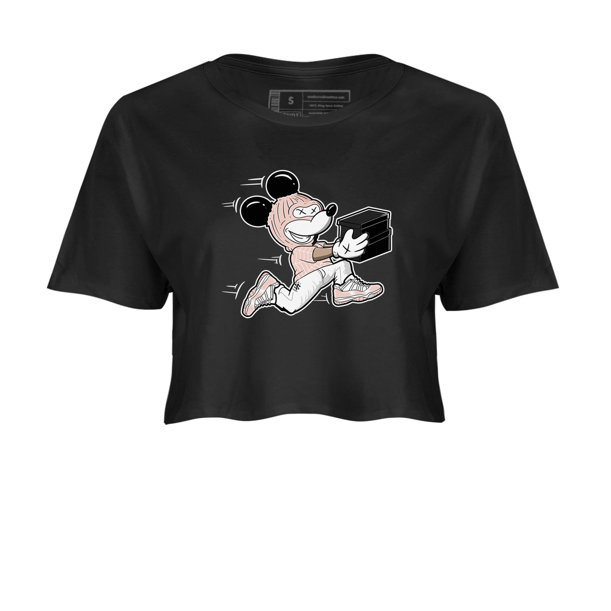 11s Legend Pink shirt to match jordans Thief Mouse sneaker tees Air Jordan 11 Legend Pink Drip Gear Zone Black 2 crop length shirt