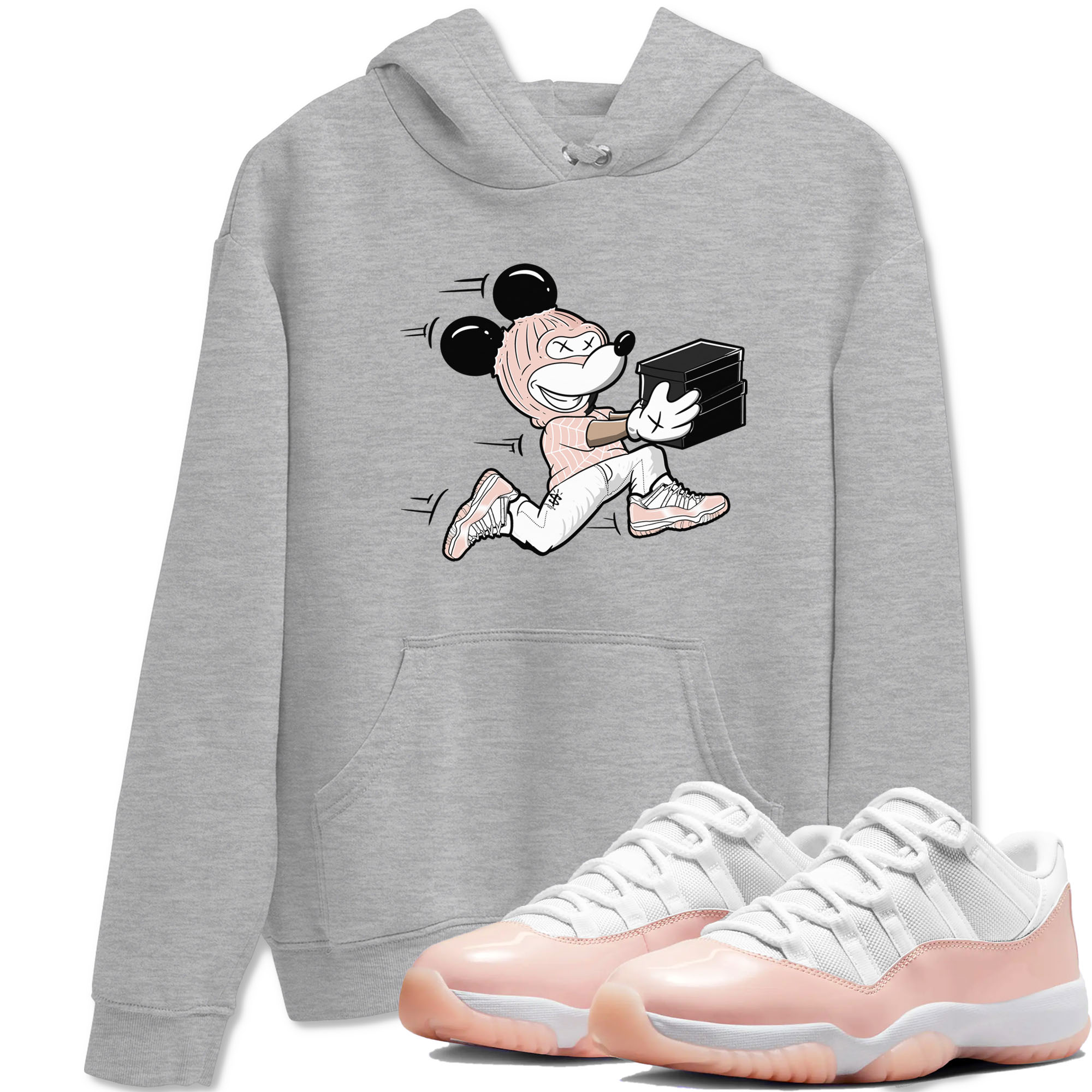 11s Legend Pink shirt to match jordans Thief Mouse sneaker tees Air Jordan 11 Legend Pink Drip Gear Zone unisex cotton Heather Grey 1 crew neck shirt