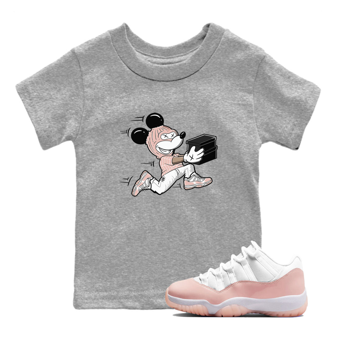 11s Legend Pink shirt to match jordans Thief Mouse sneaker tees Air Jordan 11 Legend Pink Drip Gear Zone baby toddler Heather Grey 1 cotton Shirt