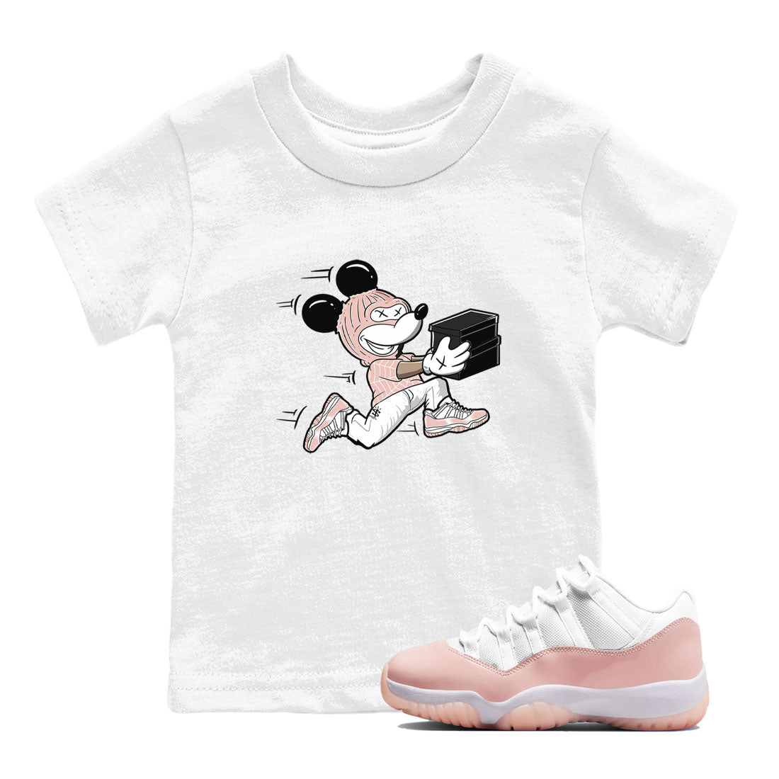 11s Legend Pink shirt to match jordans Thief Mouse sneaker tees Air Jordan 11 Legend Pink Drip Gear Zone baby toddler White 1 cotton Shirt