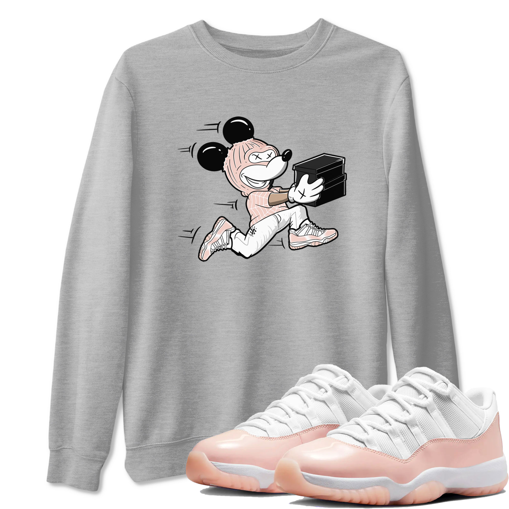 11s Legend Pink shirt to match jordans Thief Mouse sneaker tees Air Jordan 11 Legend Pink Drip Gear Zone unisex cotton Heather Grey 1 crew neck shirt