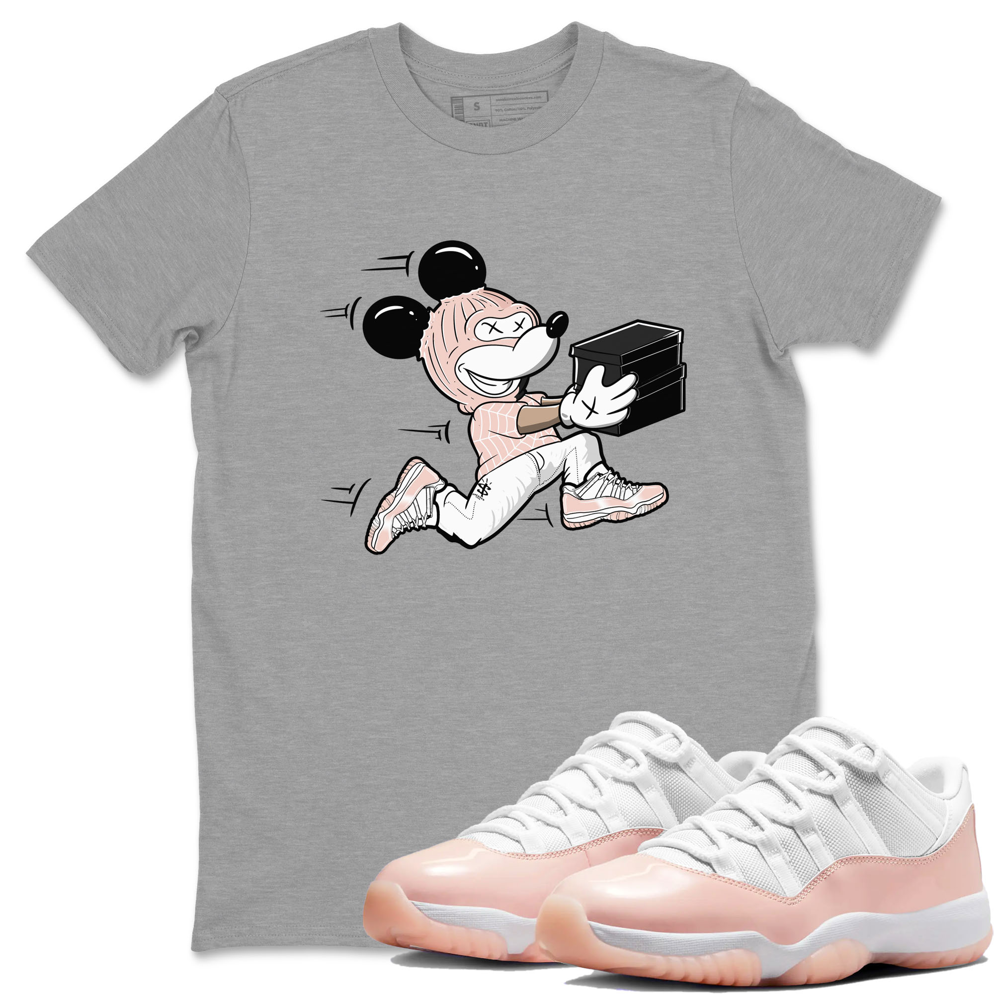 11s Legend Pink shirt to match jordans Thief Mouse sneaker tees Air Jordan 11 Legend Pink Drip Gear Zone unisex cotton Heather Grey 1 crew neck shirt
