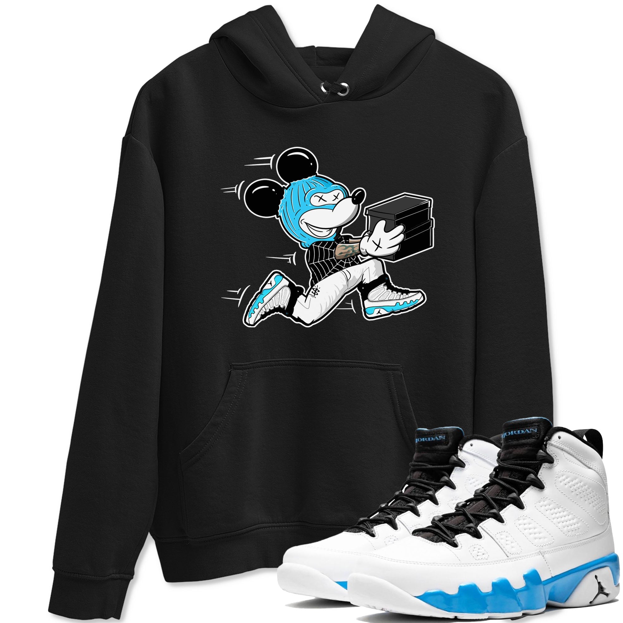 9s Powder Blue shirt to match jordans Thief Mouse sneaker tees Air Jordan 9 Powder Blue Drip Gear Zone unisex cotton Black 1 crew neck shirt