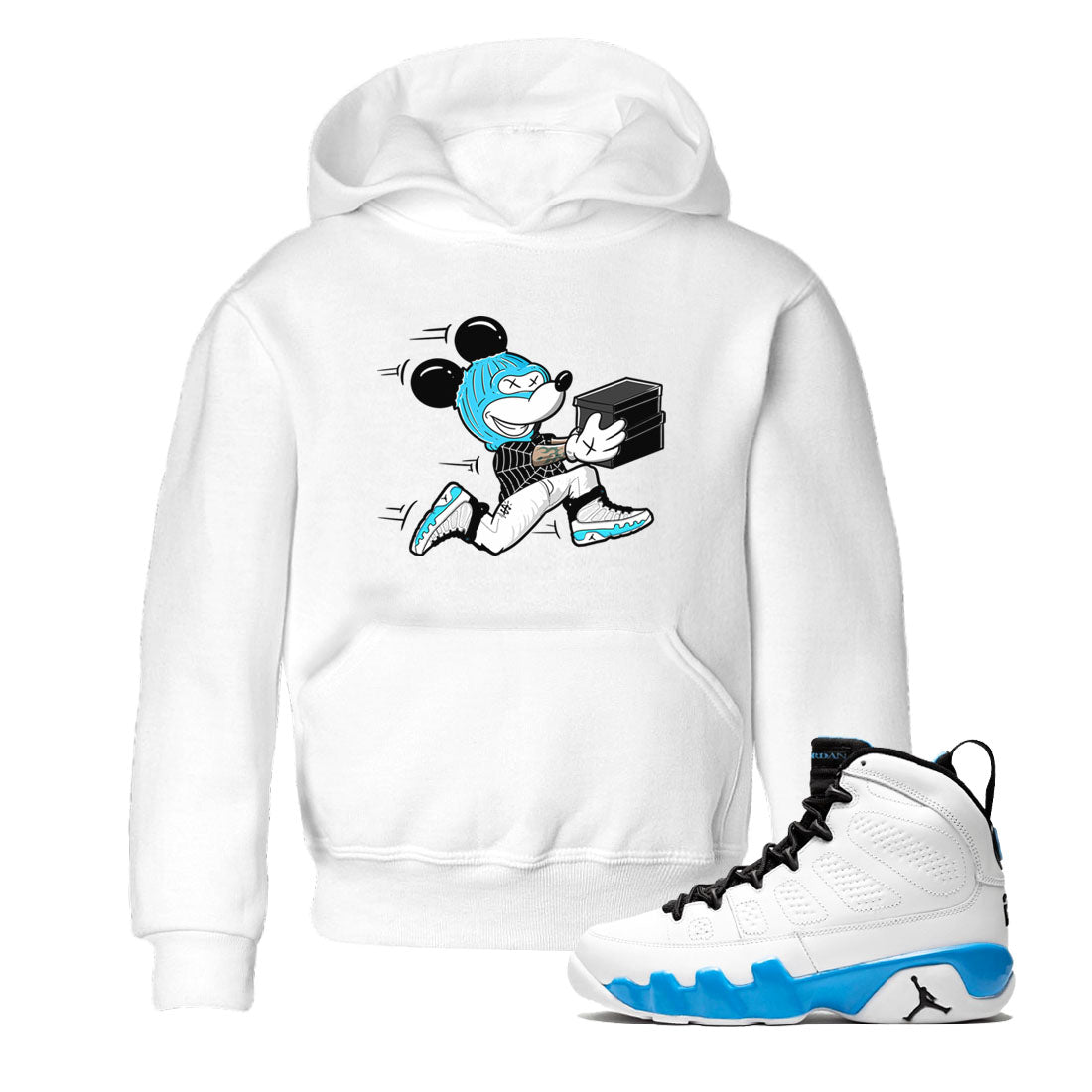 9s Powder Blue shirt to match jordans Thief Mouse sneaker tees Air Jordan 9 Powder Blue Drip Gear Zone baby toddler White 1 cotton Shirt