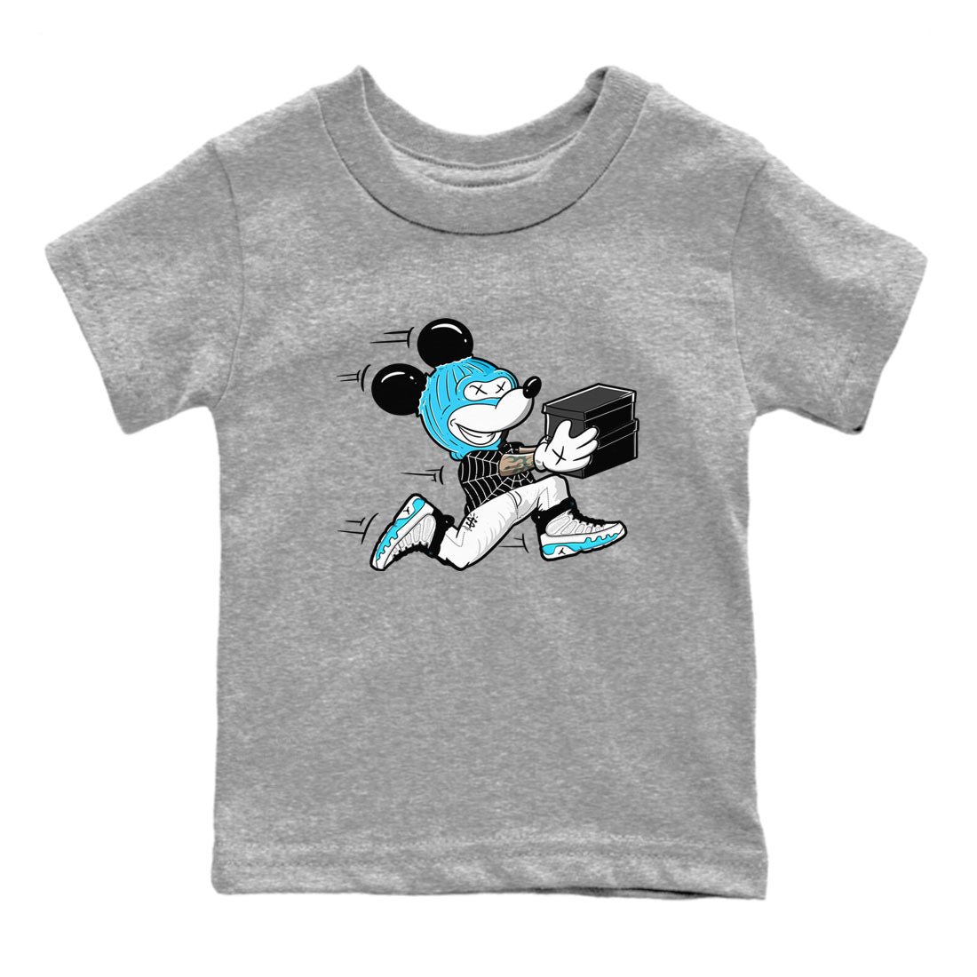 9s Powder Blue shirt to match jordans Thief Mouse sneaker tees Air Jordan 9 Powder Blue Drip Gear Zone baby toddler Heather Grey 2 cotton Shirt