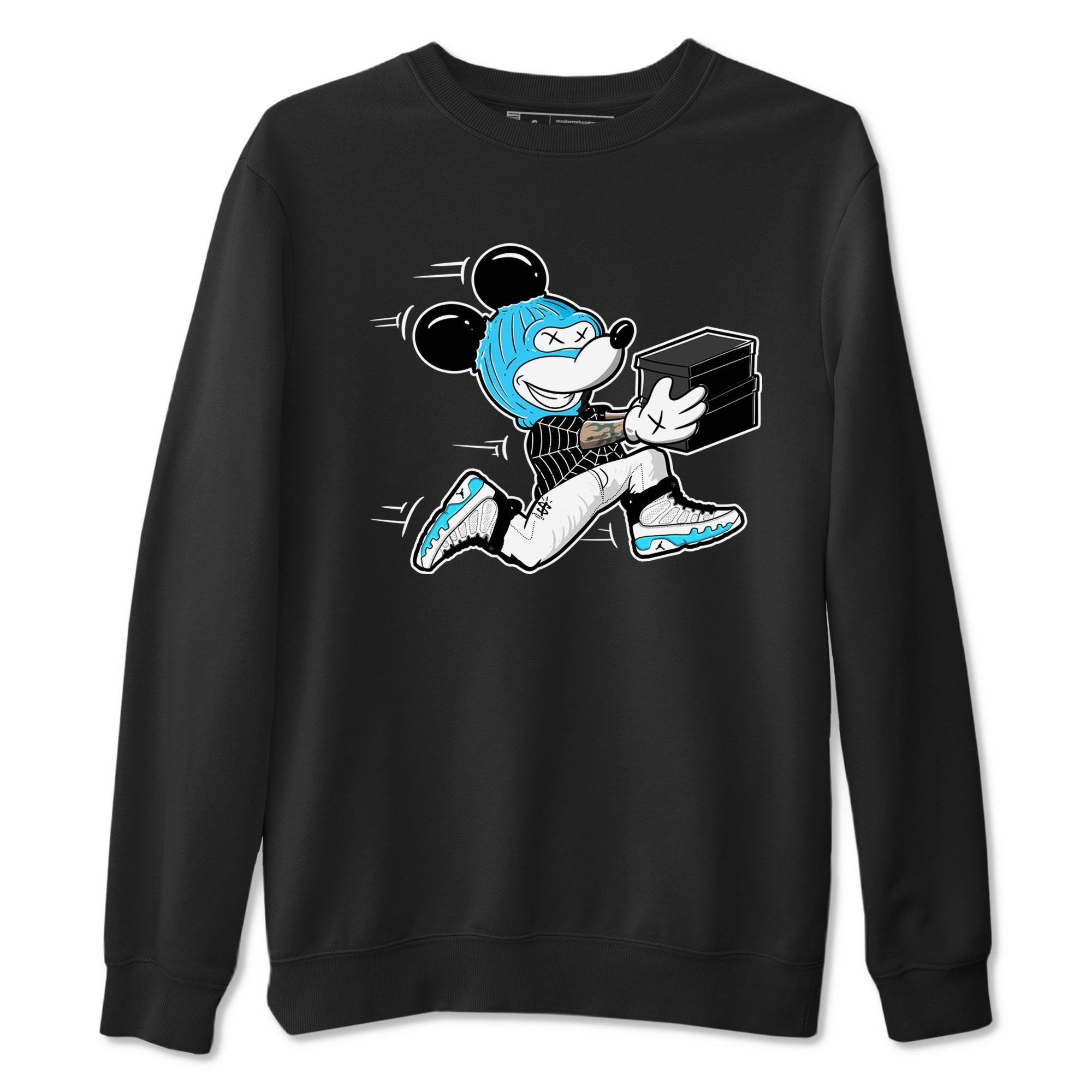 9s Powder Blue shirt to match jordans Thief Mouse sneaker tees Air Jordan 9 Powder Blue Drip Gear Zone unisex cotton Black 2 crew neck shirt
