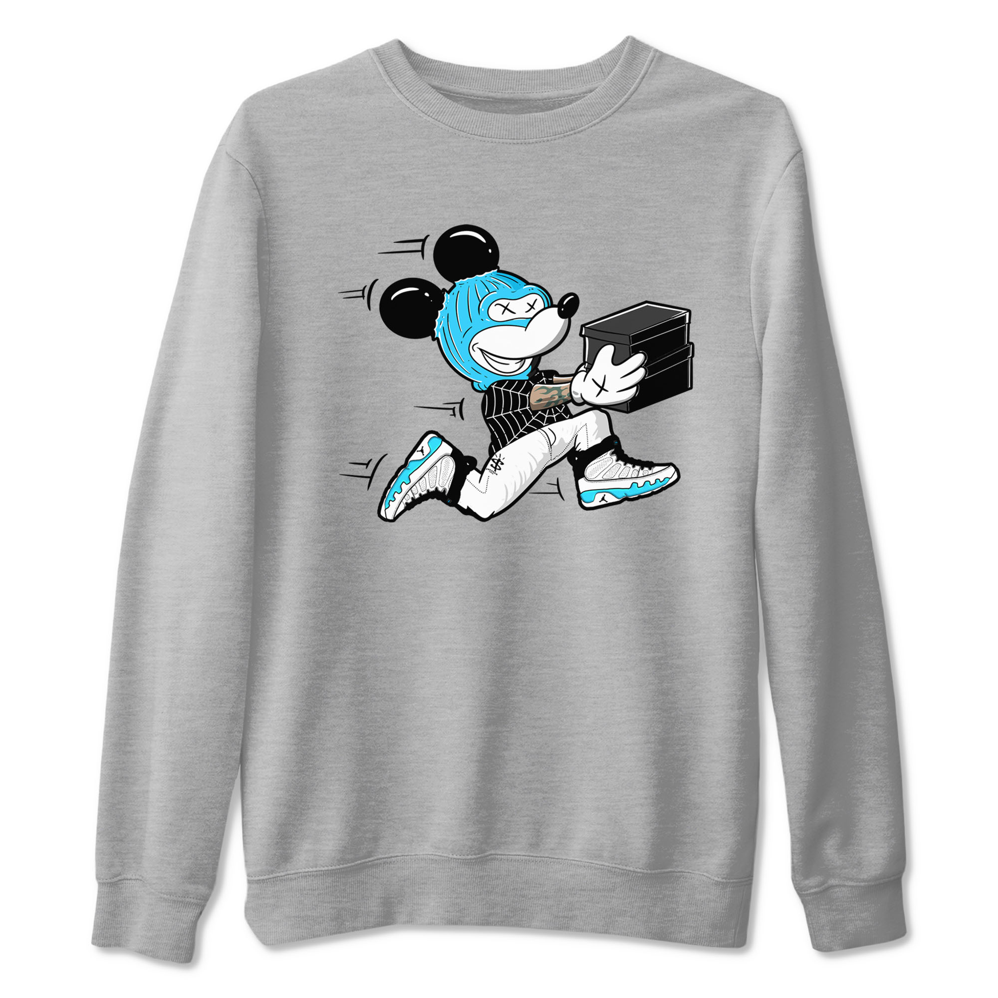 9s Powder Blue shirt to match jordans Thief Mouse sneaker tees Air Jordan 9 Powder Blue Drip Gear Zone unisex cotton Heather Grey 2 crew neck shirt