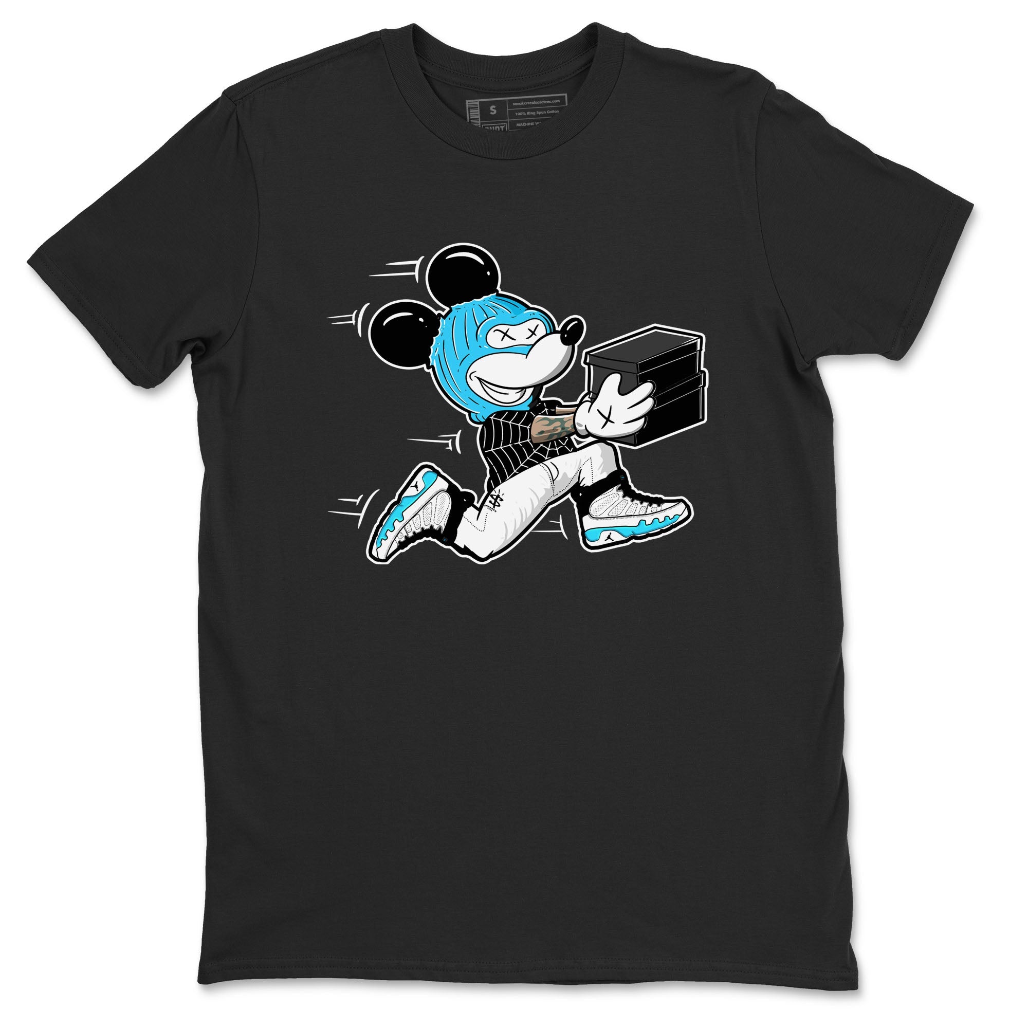 9s Powder Blue shirt to match jordans Thief Mouse sneaker tees Air Jordan 9 Powder Blue Drip Gear Zone unisex cotton Black 2 crew neck shirt