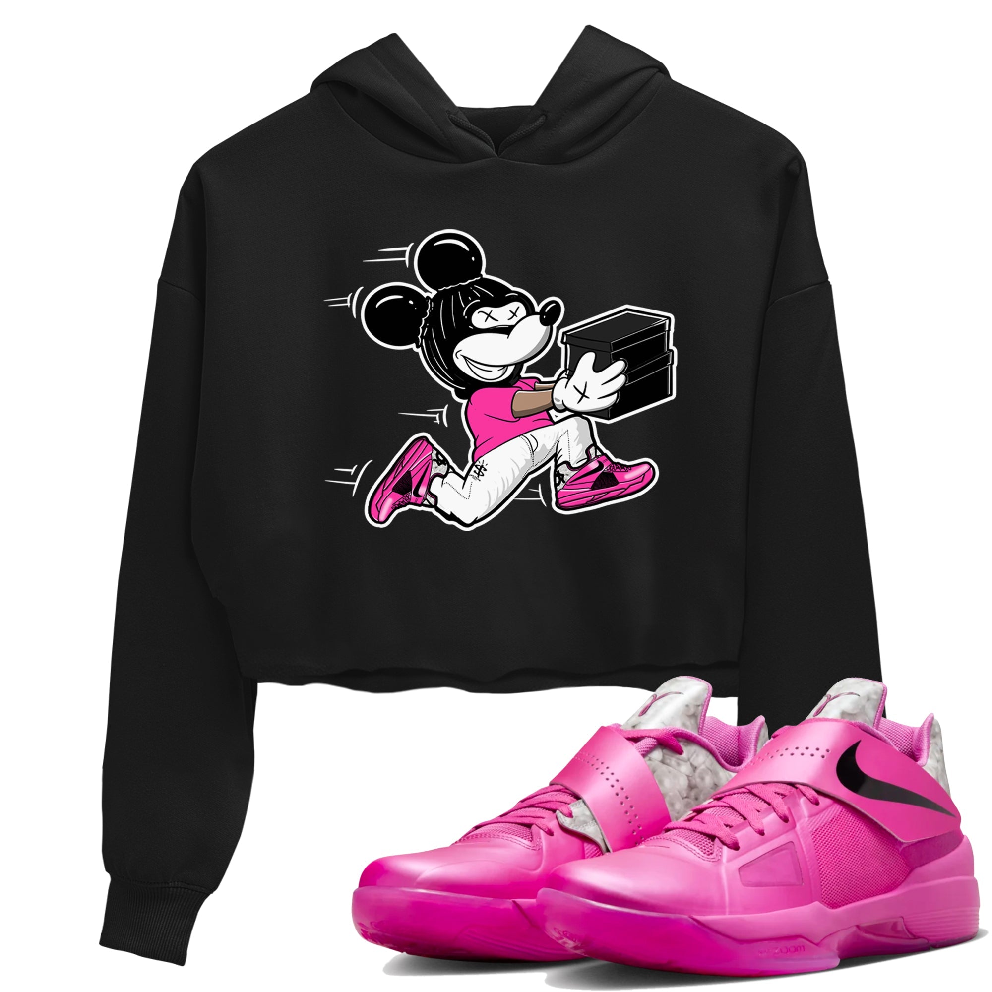 Nike KD 4 Retro Aunt Pearl shirts to match jordans Thief Mouse sneaker match tees Nike KD 4 Aunt Pearl match shoes to clothes Drip Gear Zone unisex cotton Black 1 crop tee