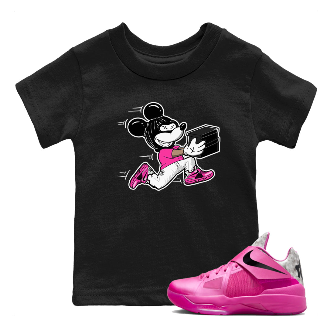 Nike KD 4 Retro Aunt Pearl shirts to match jordans Thief Mouse sneaker match tees Nike KD 4 Aunt Pearl match shoes to clothes Drip Gear Zone Youth Baby Black 1 tee