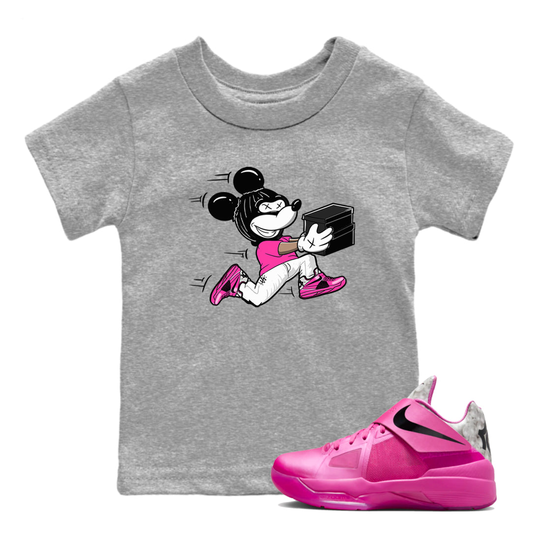Nike KD 4 Retro Aunt Pearl shirts to match jordans Thief Mouse sneaker match tees Nike KD 4 Aunt Pearl match shoes to clothes Drip Gear Zone Youth Baby Heather Grey 1 tee