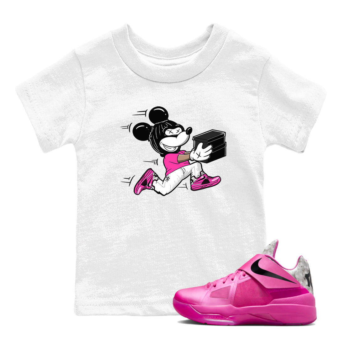 Nike KD 4 Retro Aunt Pearl shirts to match jordans Thief Mouse sneaker match tees Nike KD 4 Aunt Pearl match shoes to clothes Drip Gear Zone Youth Baby White 1 tee