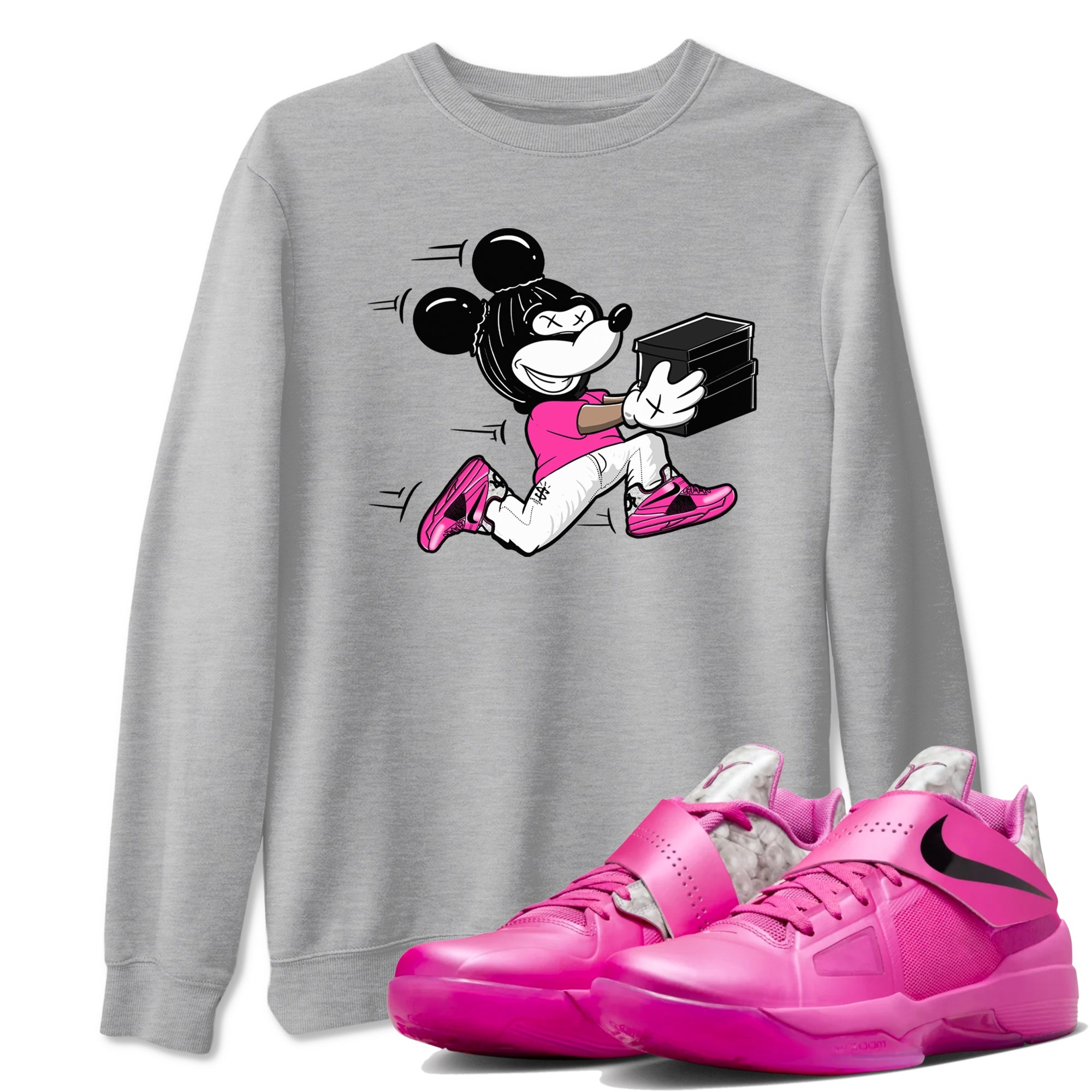 Nike KD 4 Retro Aunt Pearl shirts to match jordans Thief Mouse sneaker match tees Nike KD 4 Aunt Pearl match shoes to clothes Drip Gear Zone unisex cotton Heather Grey 1 shirts