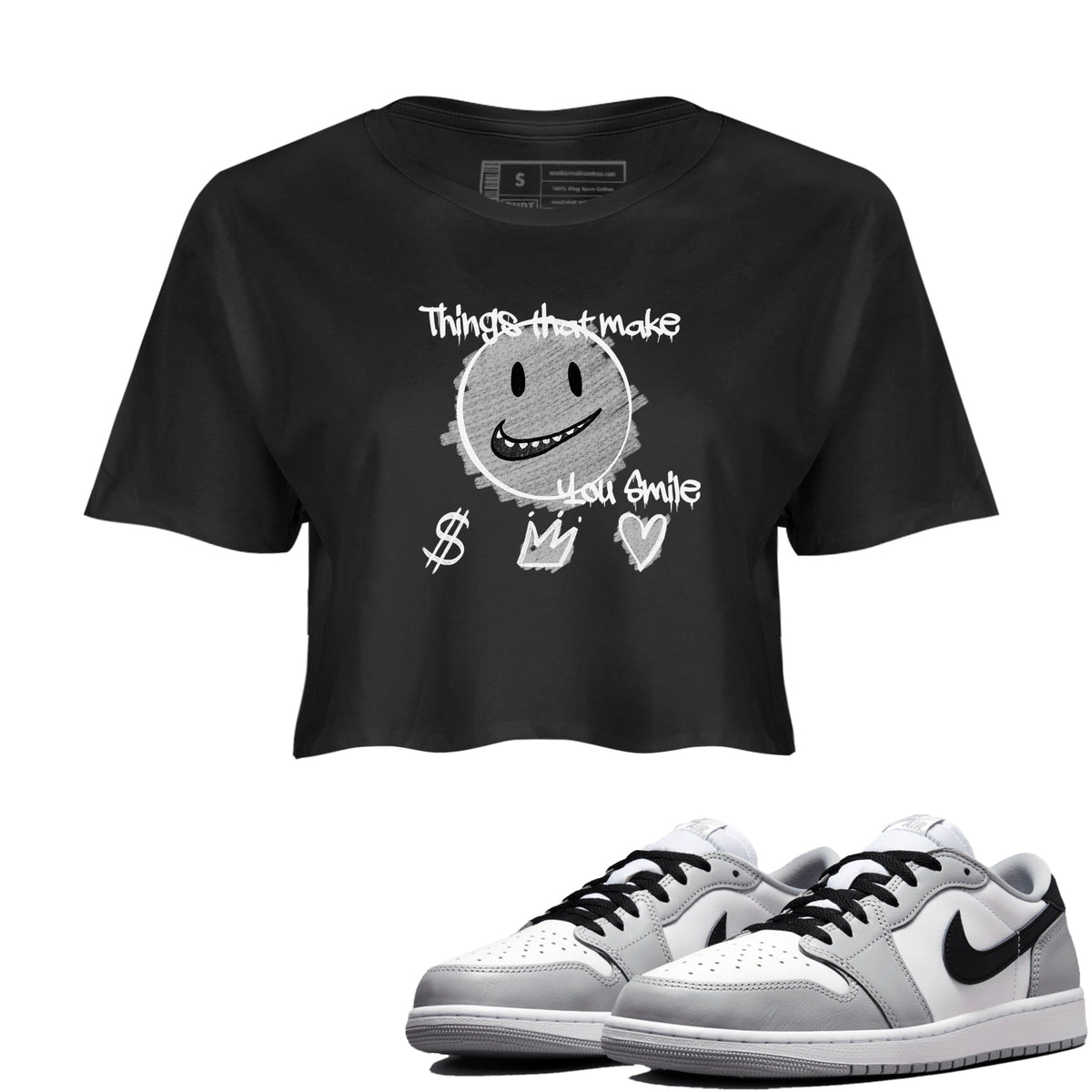 AJ1 Barons shirts to match jordans Things That Make You Smile sneaker match tees Air Jordan 1 Barons Drip Gear Zone streetwear brand Black 1 crop tee