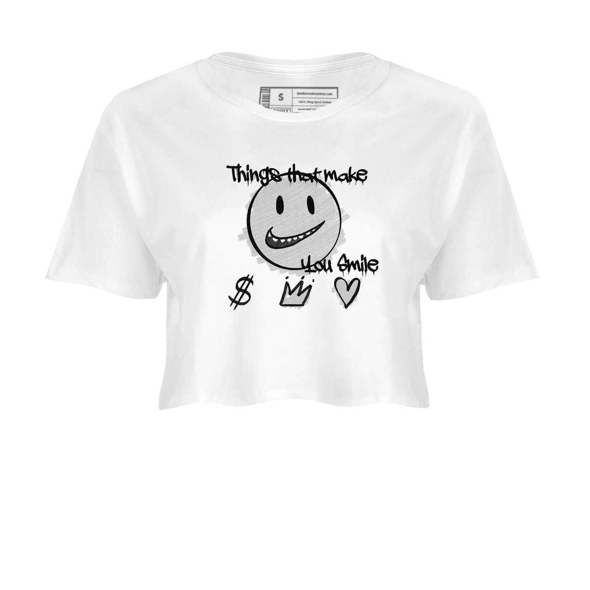AJ1 Barons shirts to match jordans Things That Make You Smile sneaker match tees Air Jordan 1 Barons Drip Gear Zone streetwear brand White 2 crop tee