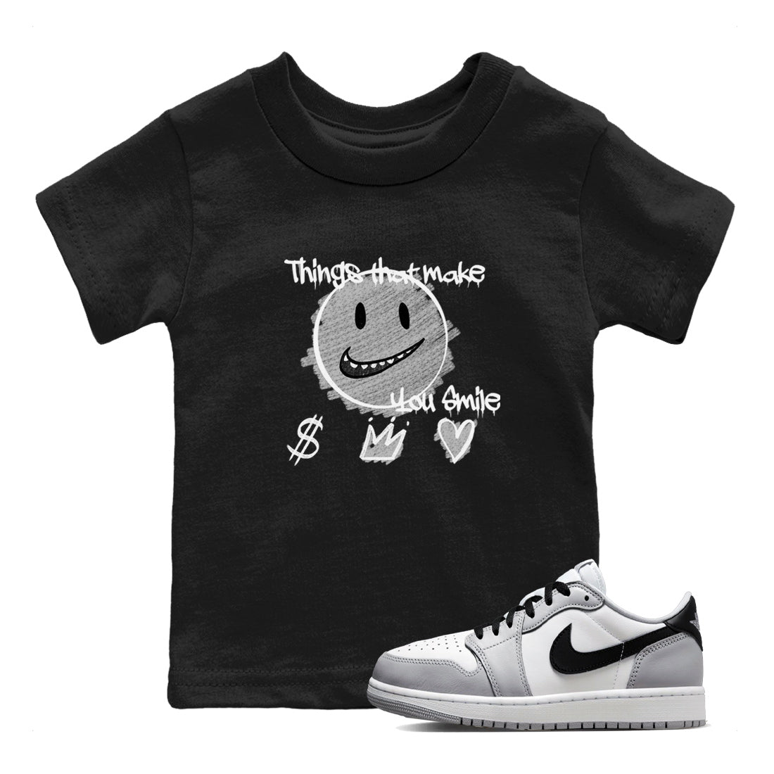 AJ1 Barons shirts to match jordans Things That Make You Smile sneaker match tees Air Jordan 1 Barons Drip Gear Zone streetwear brand Baby and Youth Black 1 cotton tee