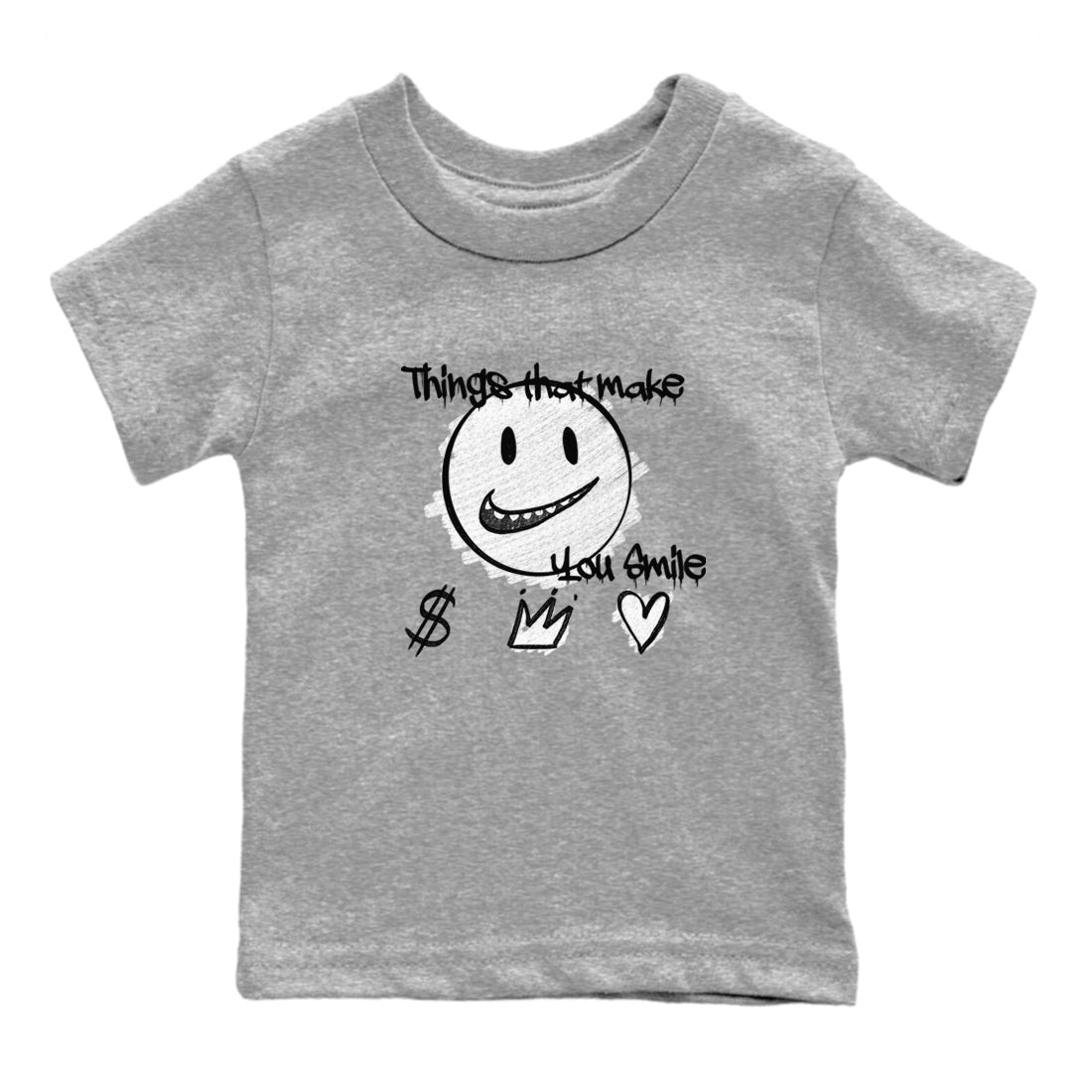 AJ1 Barons shirts to match jordans Things That Make You Smile sneaker match tees Air Jordan 1 Barons Drip Gear Zone streetwear brand Baby and Youth Heather Grey 2 cotton tee