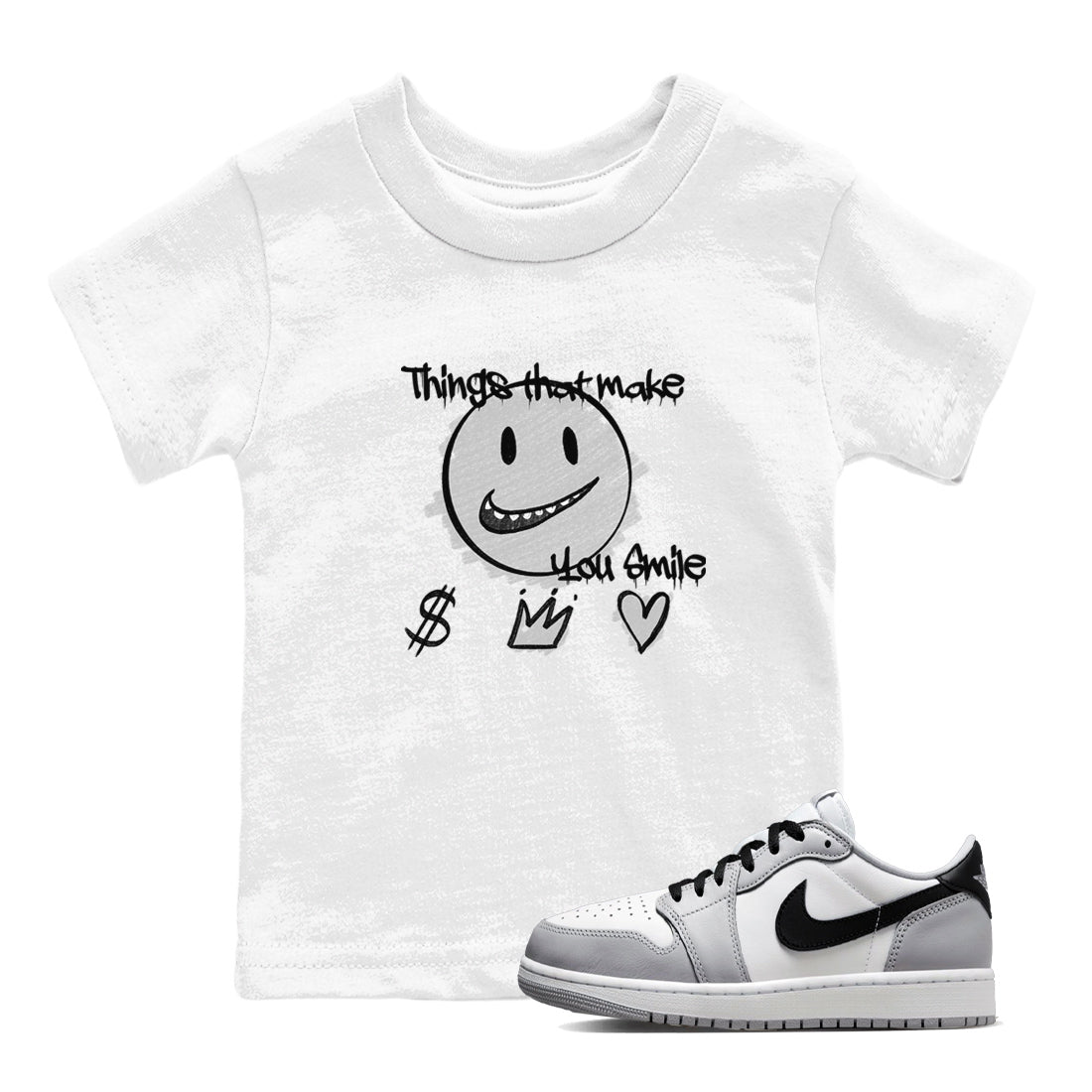 AJ1 Barons shirts to match jordans Things That Make You Smile sneaker match tees Air Jordan 1 Barons Drip Gear Zone streetwear brand Baby and Youth White 1 cotton tee