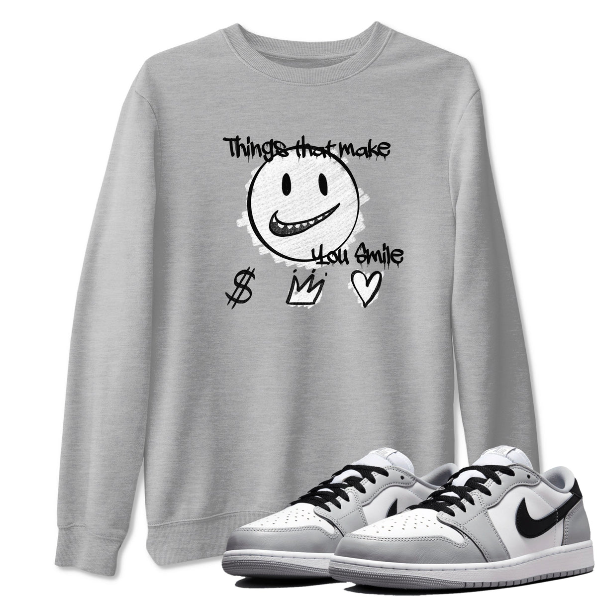 AJ1 Barons shirts to match jordans Things That Make You Smile sneaker match tees Air Jordan 1 Barons Drip Gear Zone streetwear brand Heather Grey 1 unisex cotton tee