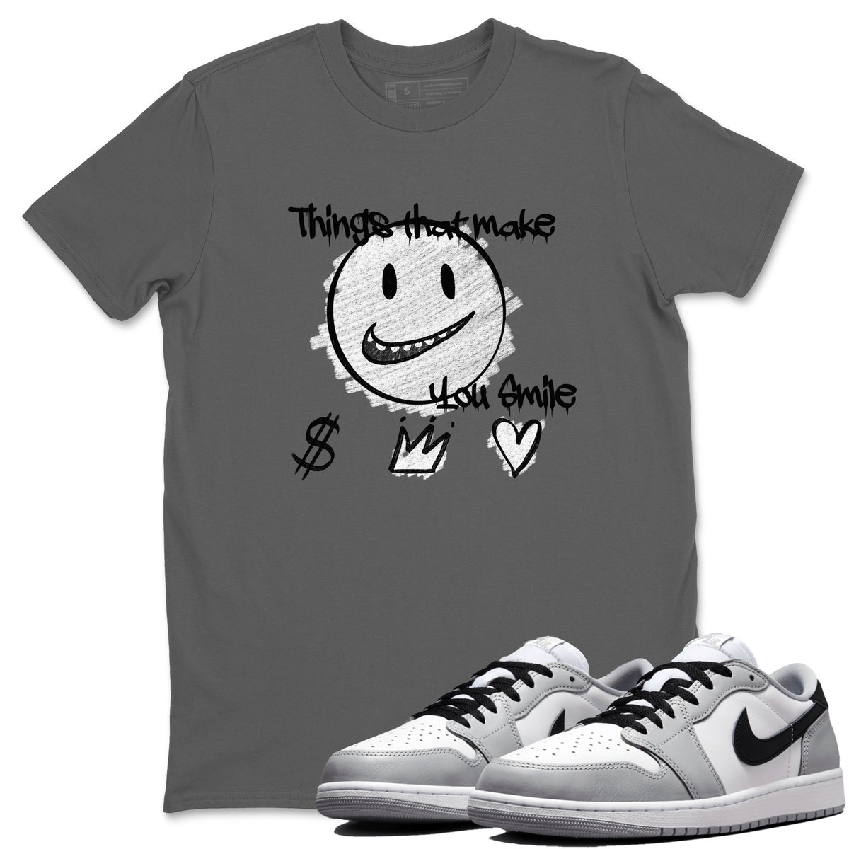AJ1 Barons shirts to match jordans Things That Make You Smile sneaker match tees Air Jordan 1 Barons Drip Gear Zone streetwear brand Cool Grey 1 unisex cotton tee