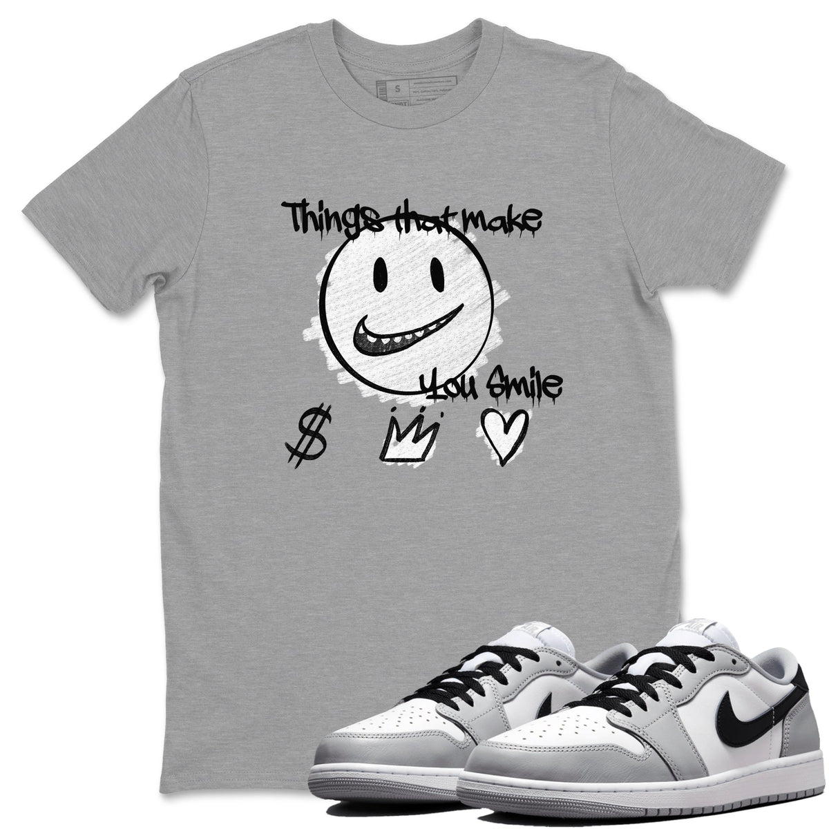 AJ1 Barons shirts to match jordans Things That Make You Smile sneaker match tees Air Jordan 1 Barons Drip Gear Zone streetwear brand Heather Grey 1 unisex cotton tee