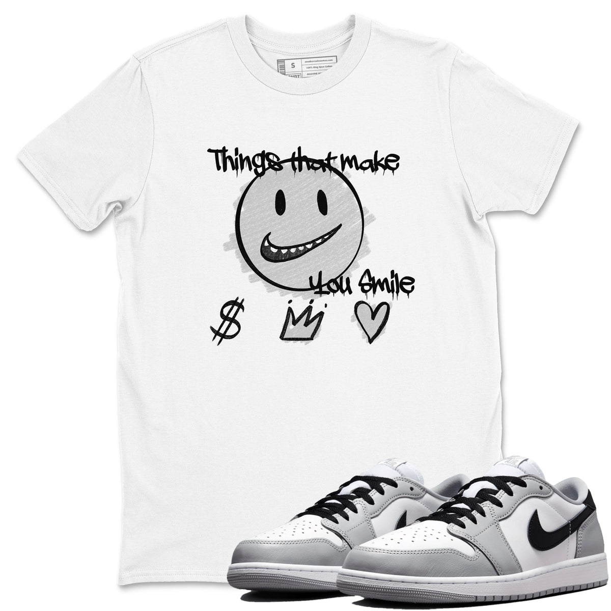 AJ1 Barons shirts to match jordans Things That Make You Smile sneaker match tees Air Jordan 1 Barons Drip Gear Zone streetwear brand White 1 unisex cotton tee