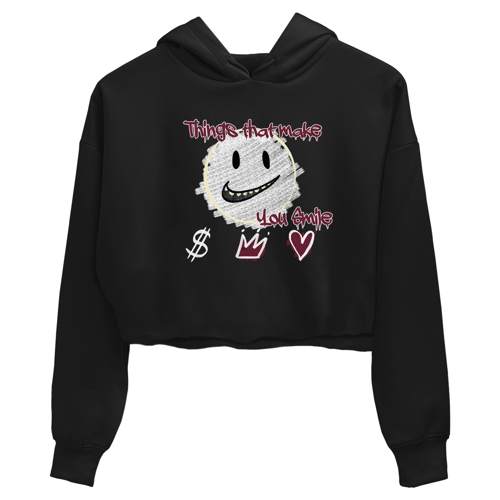 AJ3 A Ma Maniere x Burgundy Crush shirts to match jordans Things That Make You Smile sneaker match tees A Ma Maniére x Air Jordan 3 "Burgundy Crush" Drip Gear Zone streetwear brand Black 2 crop tee