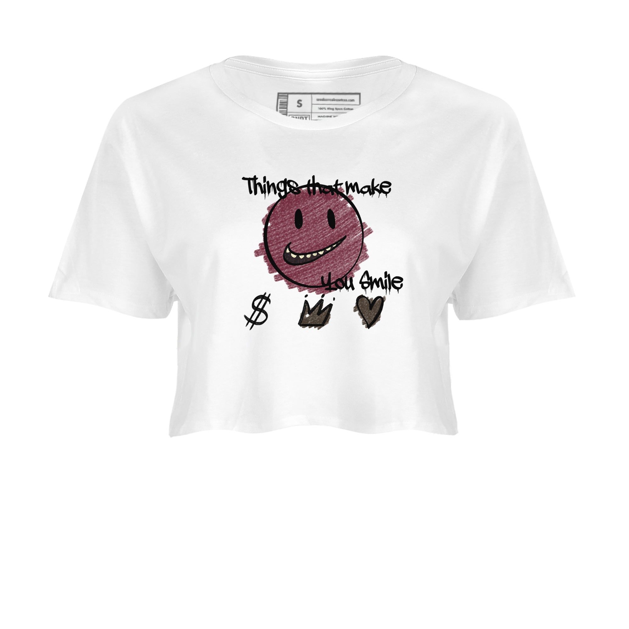 AJ3 A Ma Maniere x Burgundy Crush shirts to match jordans Things That Make You Smile sneaker match tees A Ma Maniére x Air Jordan 3 "Burgundy Crush" Drip Gear Zone streetwear brand White 2 crop tee