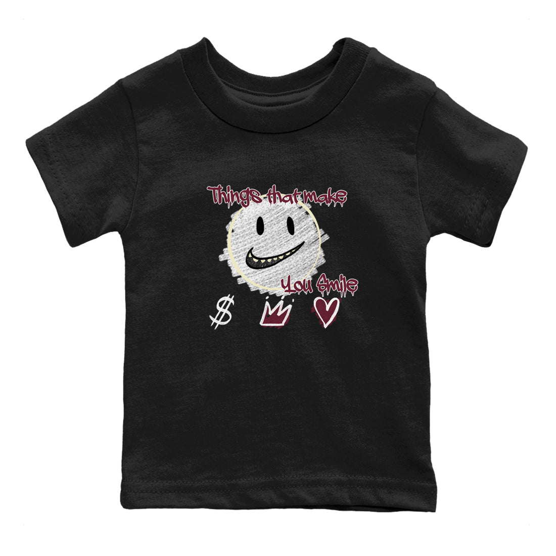 AJ3 A Ma Maniere x Burgundy Crush shirts to match jordans Things That Make You Smile sneaker match tees A Ma Maniére x Air Jordan 3 "Burgundy Crush" Drip Gear Zone streetwear brand Baby and Youth Black 2 cotton tee