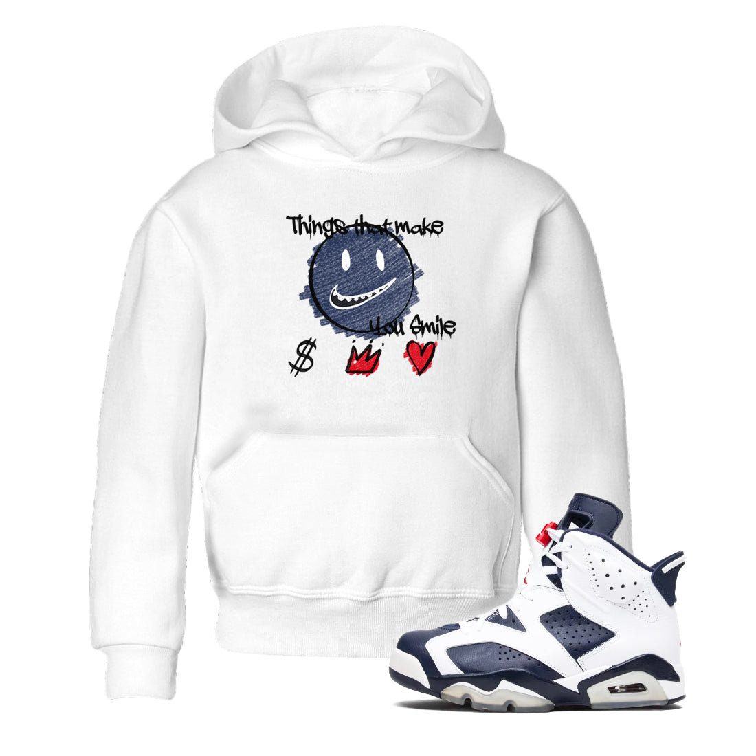 6s Olympic shirts to match jordans Things That Make You Smile sneaker match tees Air Jordan 6 Olympic Drip Gear Zone streetwear brand Baby and Youth White 1 cotton tee