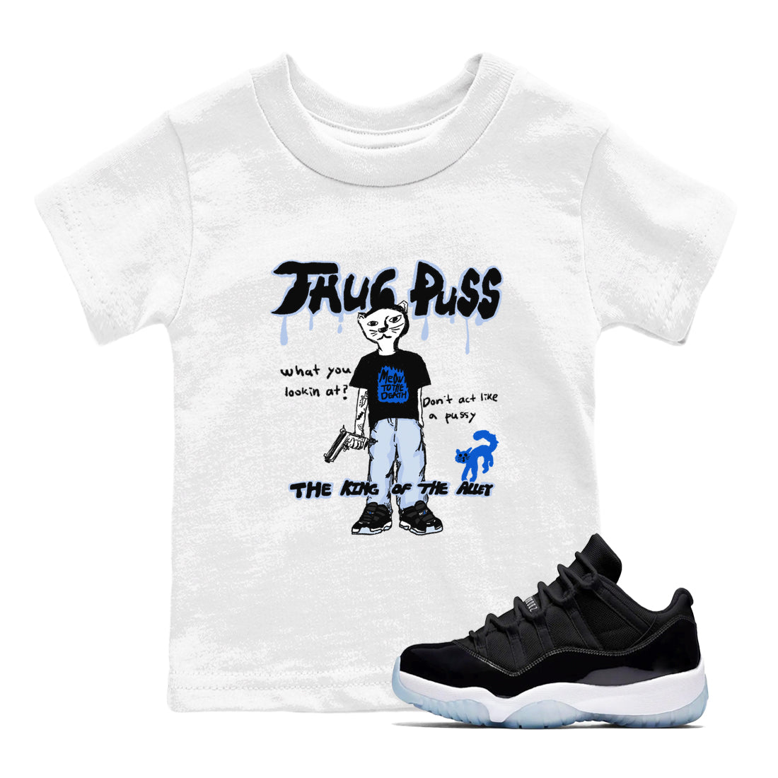 11s Low Space shirt to match jordans Thug Puss sneaker tees Air Jordan 11 Low Space Drip Gear Zone baby toddler White 1 cotton Shirt