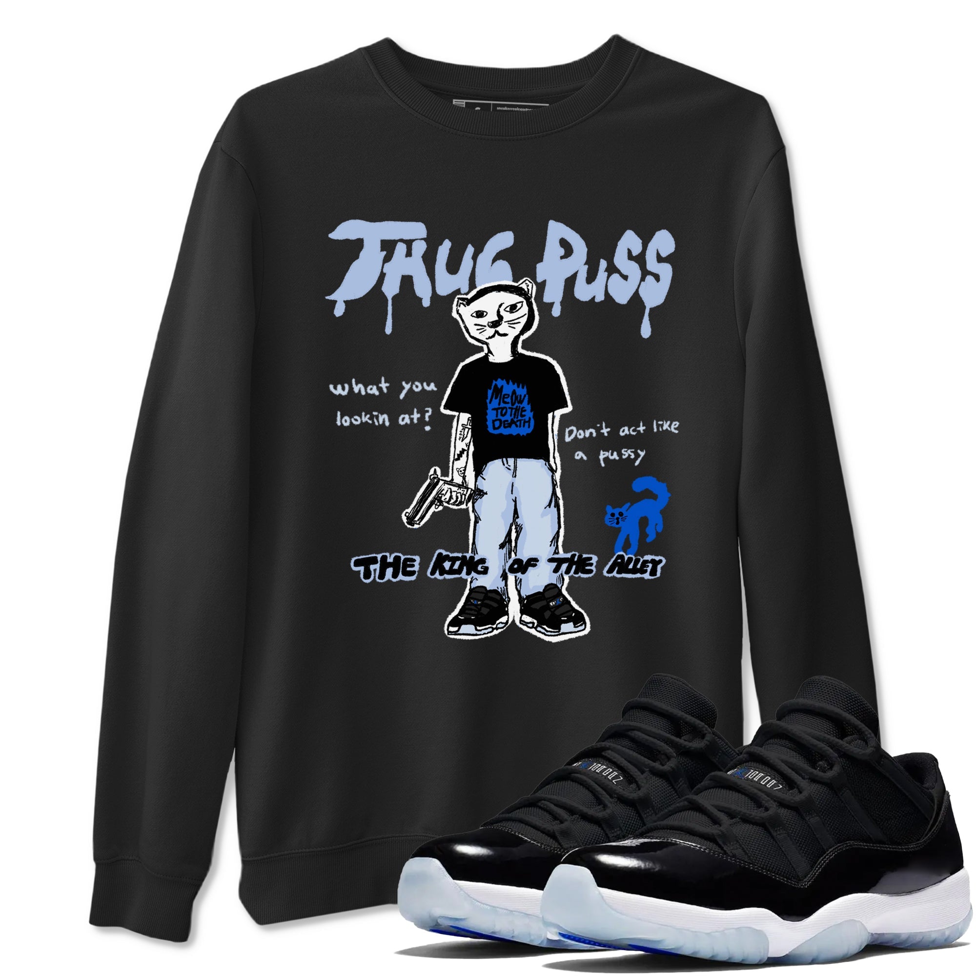 11s Low Space shirt to match jordans Thug Puss sneaker tees Air Jordan 11 Low Space Drip Gear Zone unisex cotton Black 1 crew neck shirt