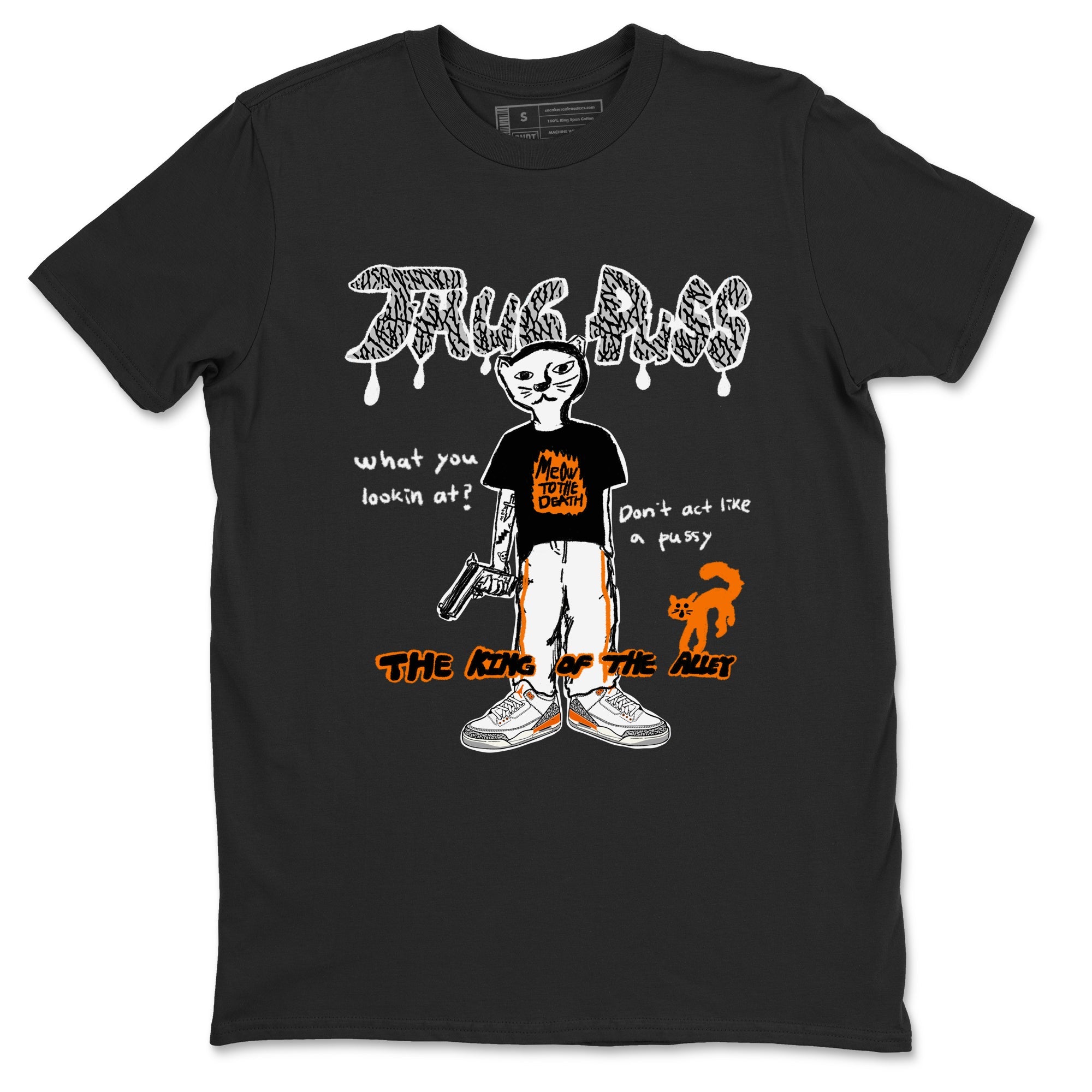 AJ3 Georgia Peach shirt to match jordans Thug Puss sneaker tees Air Jordan 3 Retro Georgia Peach Drip Gear Zone unisex cotton Black 2 crew neck shirt