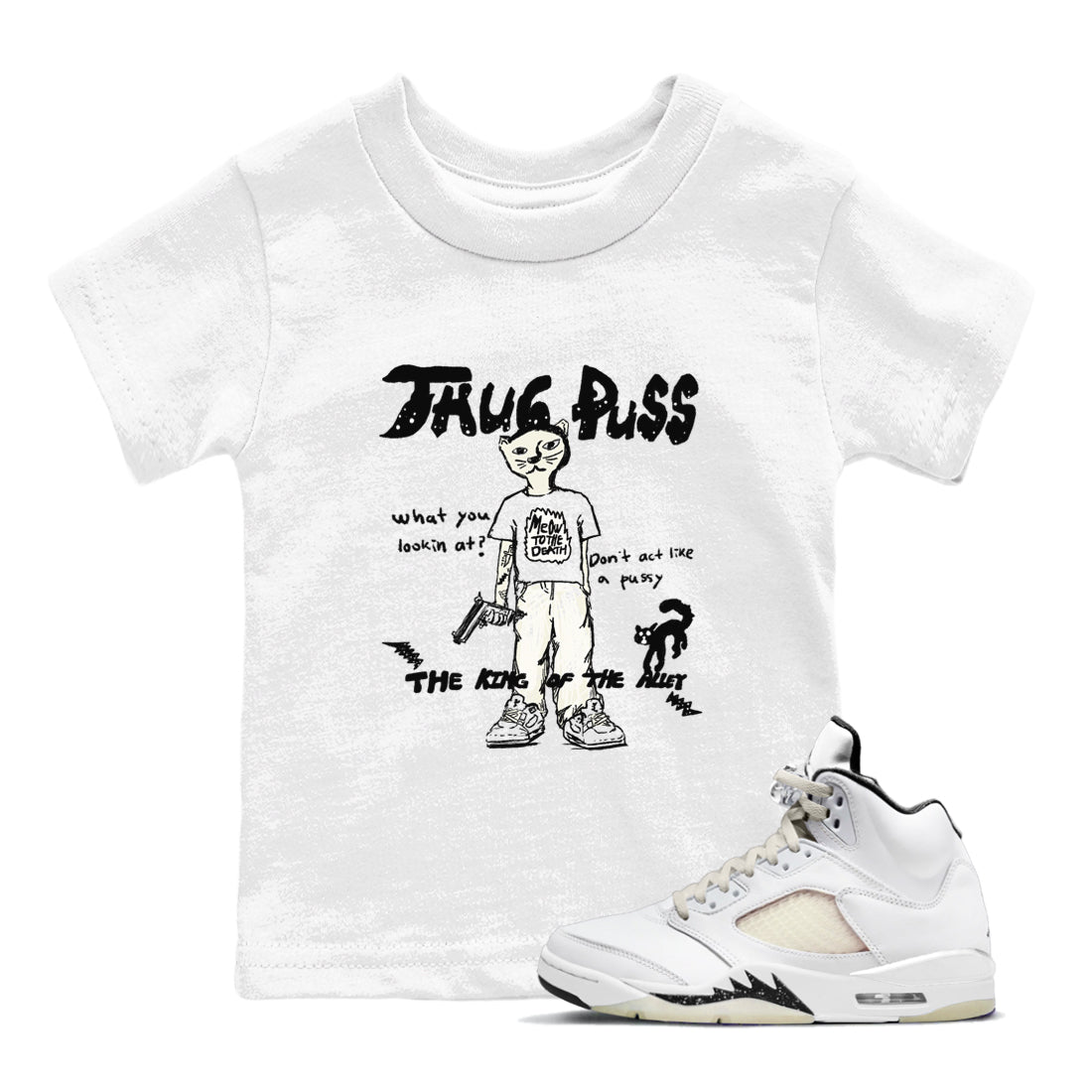 5s Sail shirt to match jordans Thug Puss sneaker tees Air Jordan 5 Sail Drip Gear Zone baby toddler White 1 cotton Shirt