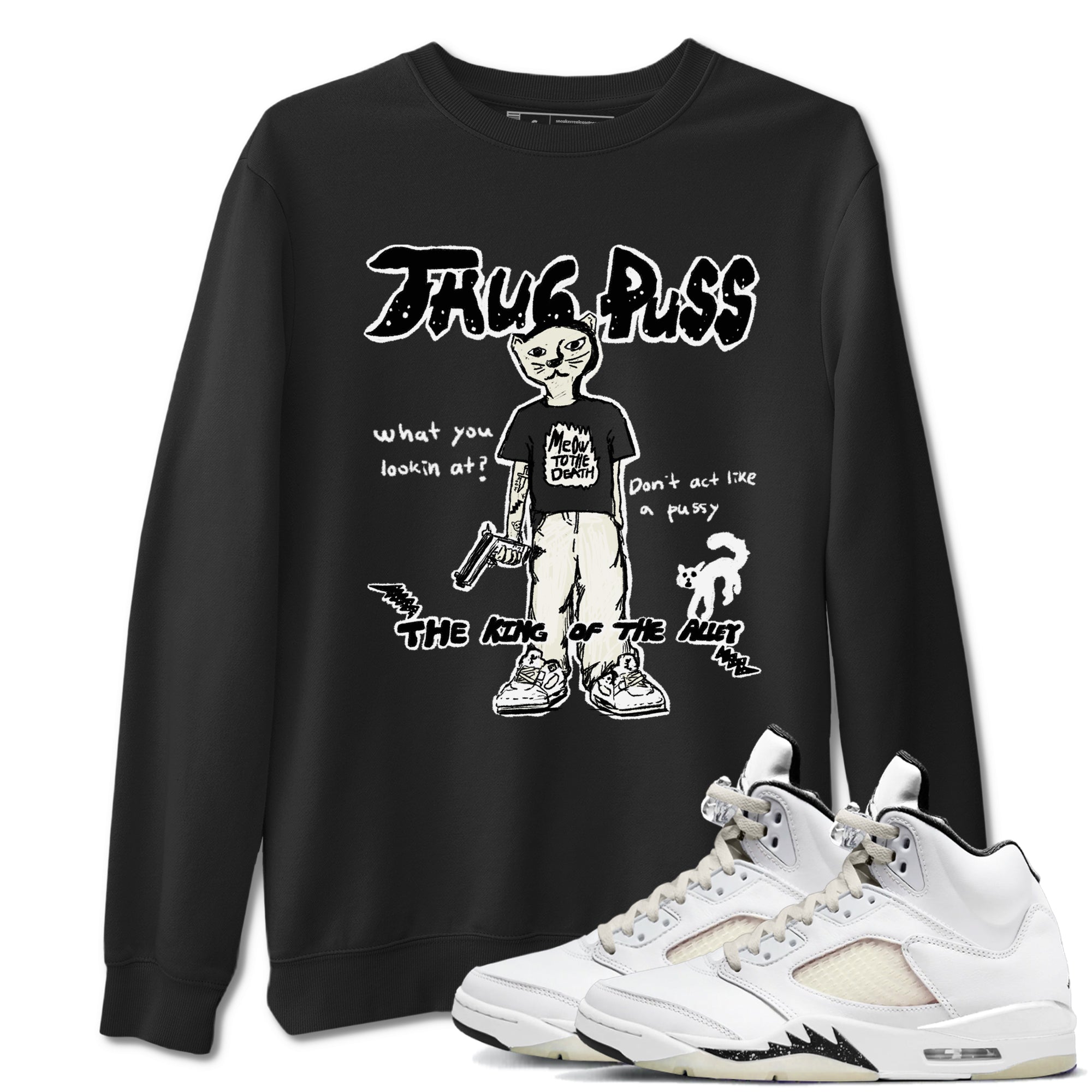 5s Sail shirt to match jordans Thug Puss sneaker tees Air Jordan 5 Sail Drip Gear Zone unisex cotton Black 1 crew neck shirt
