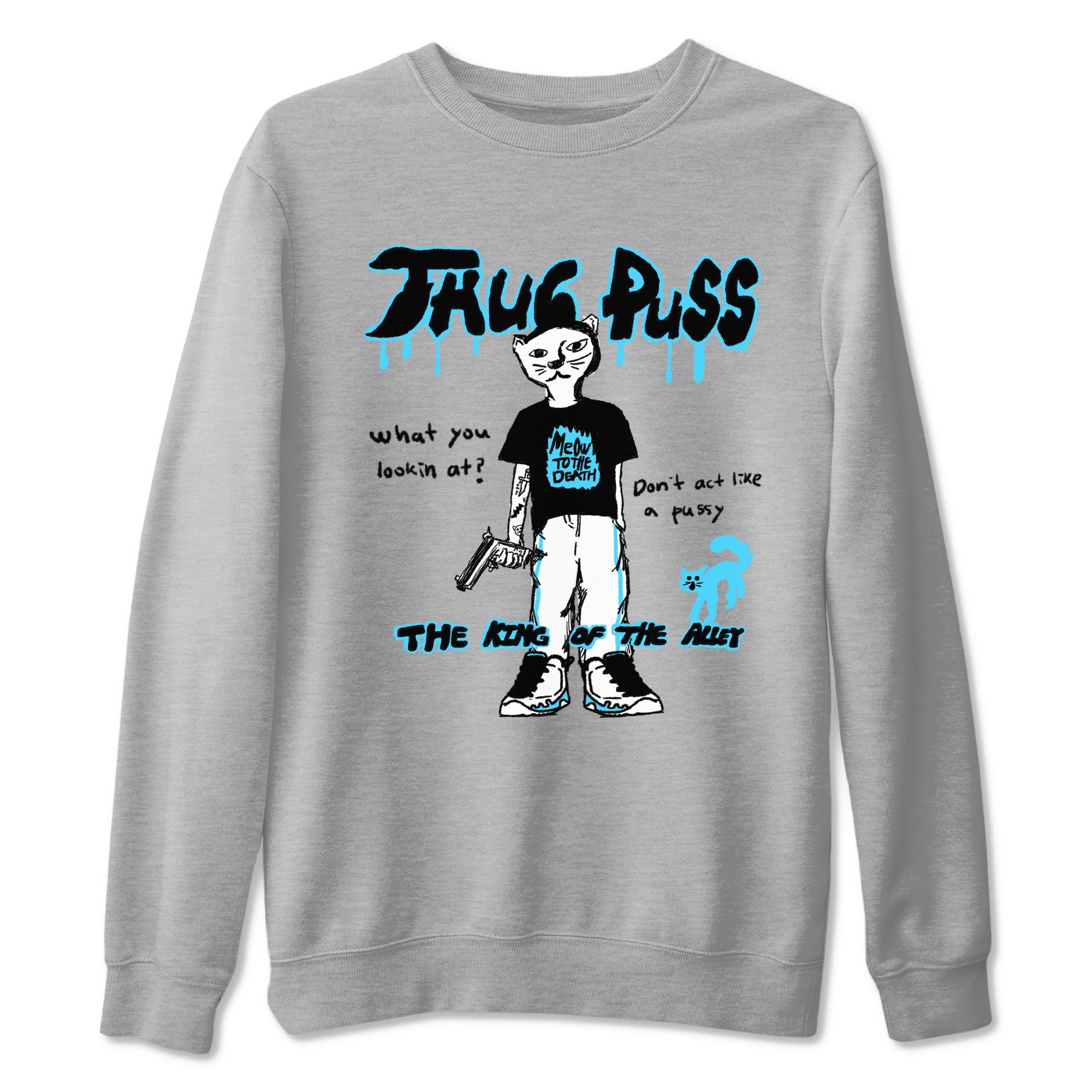 9s Powder Blue shirt to match jordans Thug Puss sneaker tees Air Jordan 9 Powder Blue Drip Gear Zone unisex cotton Heather Grey 2 crew neck shirt