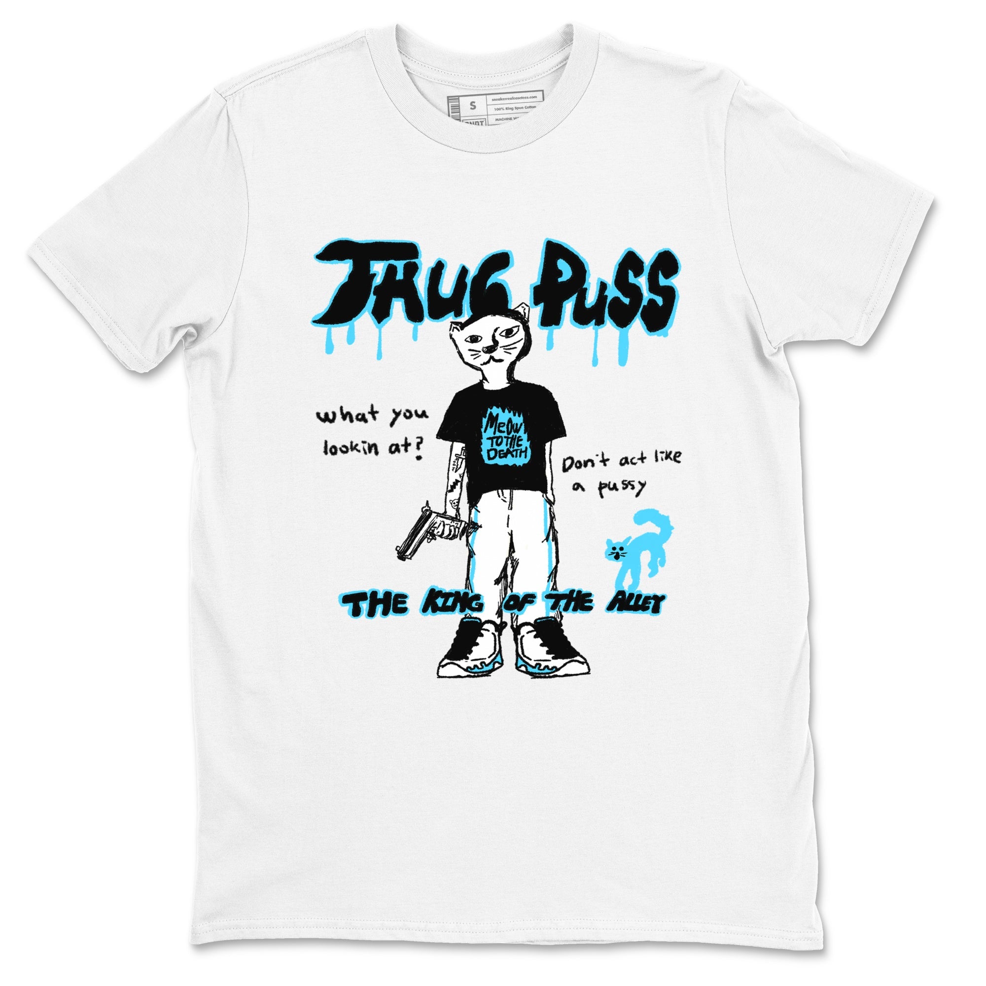 9s Powder Blue shirt to match jordans Thug Puss sneaker tees Air Jordan 9 Powder Blue Drip Gear Zone unisex cotton White 2 crew neck shirt