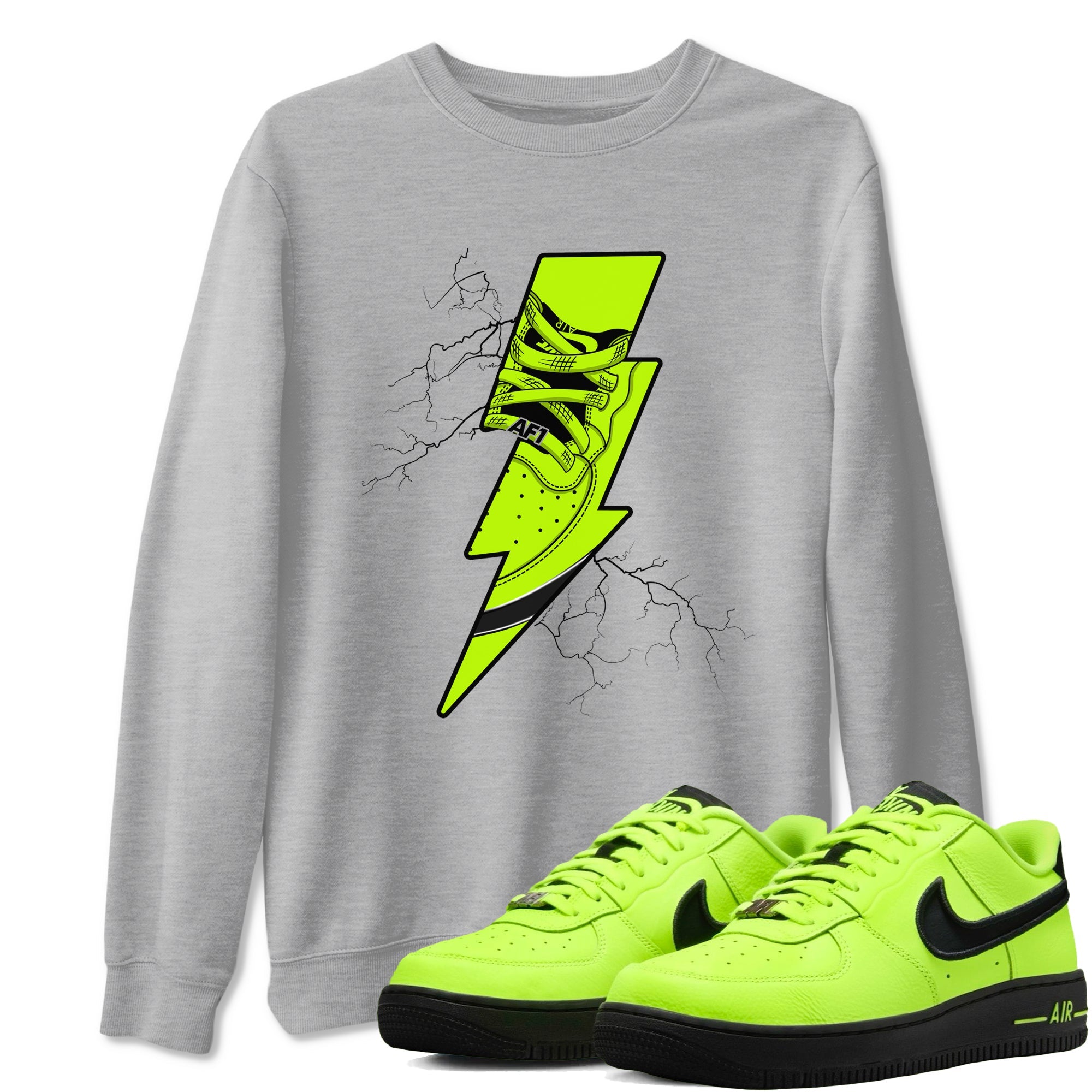 Air Force 1 Low Dance Volt shirts to match jordans Thunder Kick sneaker match tees Air Force 1 Volt match shoes to clothes Drip Gear Zone unisex cotton Heather Grey 1 shirts