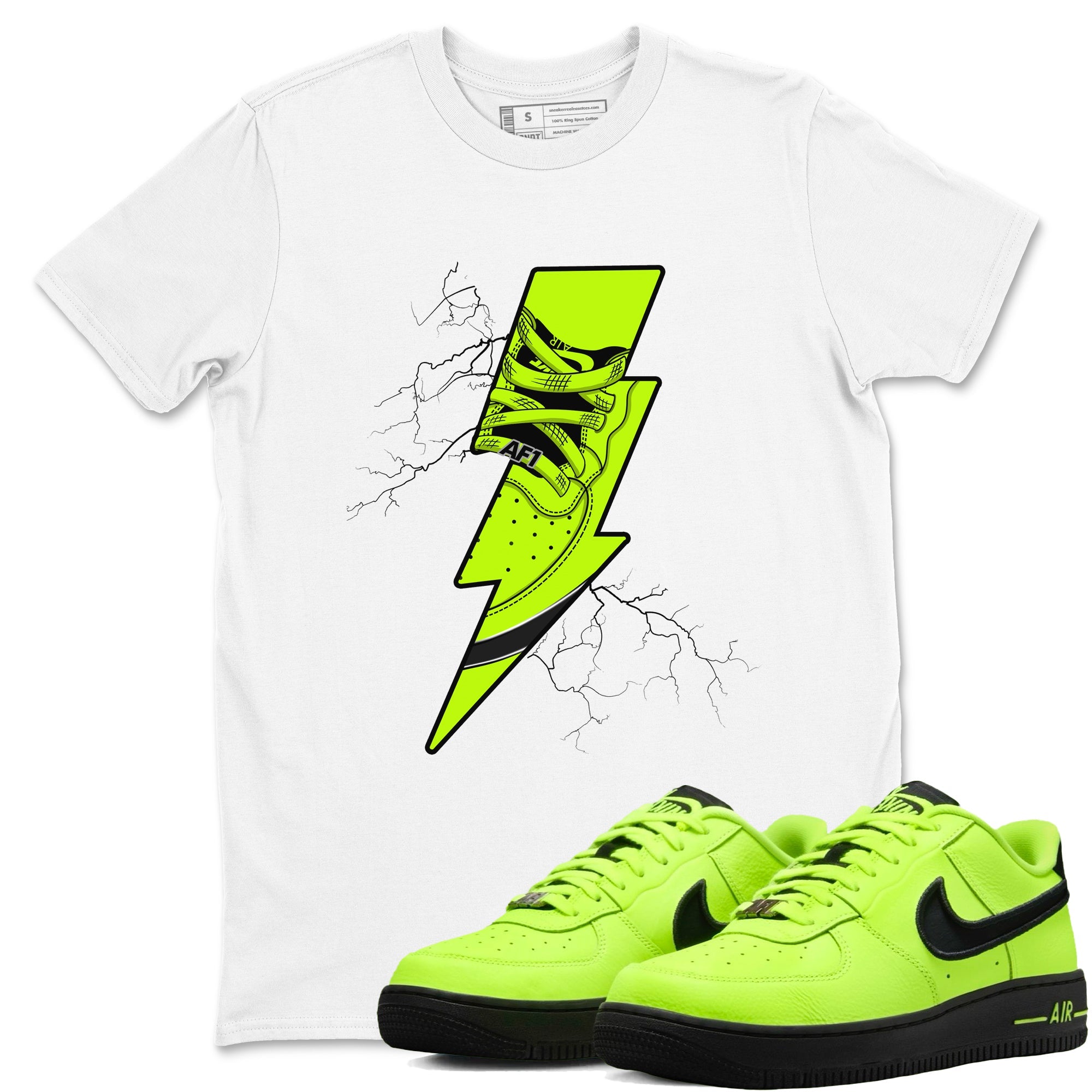 Air Force 1 Low Dance Volt shirts to match jordans Thunder Kick sneaker match tees Air Force 1 Volt match shoes to clothes Drip Gear Zone unisex cotton White 1 shirts