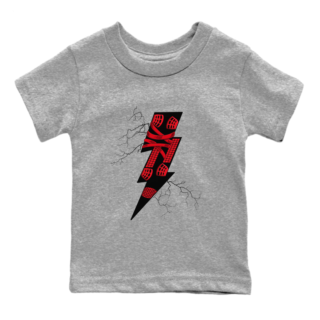4s Red Thunder shirts to match jordans Thunder Kick sneaker match tees Air Jordan 4 Red Thunder Drip Gear Zone streetwear brand Baby and Youth Heather Grey 2 cotton tee
