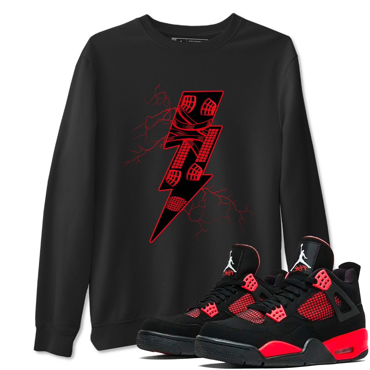 4s Red Thunder shirts to match jordans Thunder Kick sneaker match tees Air Jordan 4 Red Thunder Drip Gear Zone streetwear brand Black 1 unisex cotton tee