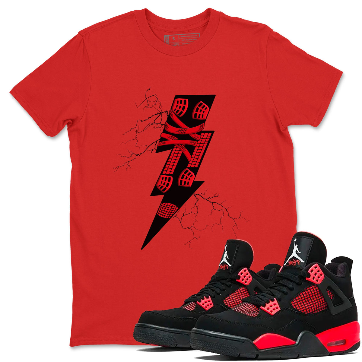 4s Red Thunder shirts to match jordans Thunder Kick sneaker match tees Air Jordan 4 Red Thunder Drip Gear Zone streetwear brand Red 1 unisex cotton tee