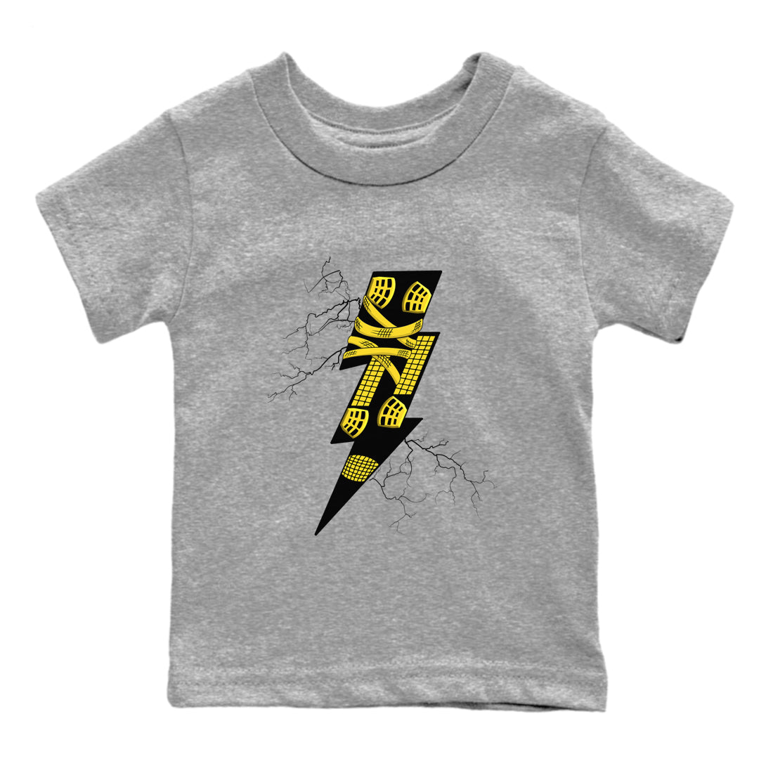 AJ4 Thunder shirts to match jordans Thunder Kick sneaker match tees Air Jordan 4 Thunder Drip Gear Zone streetwear brand Baby and Youth Heather Grey 2 cotton tee