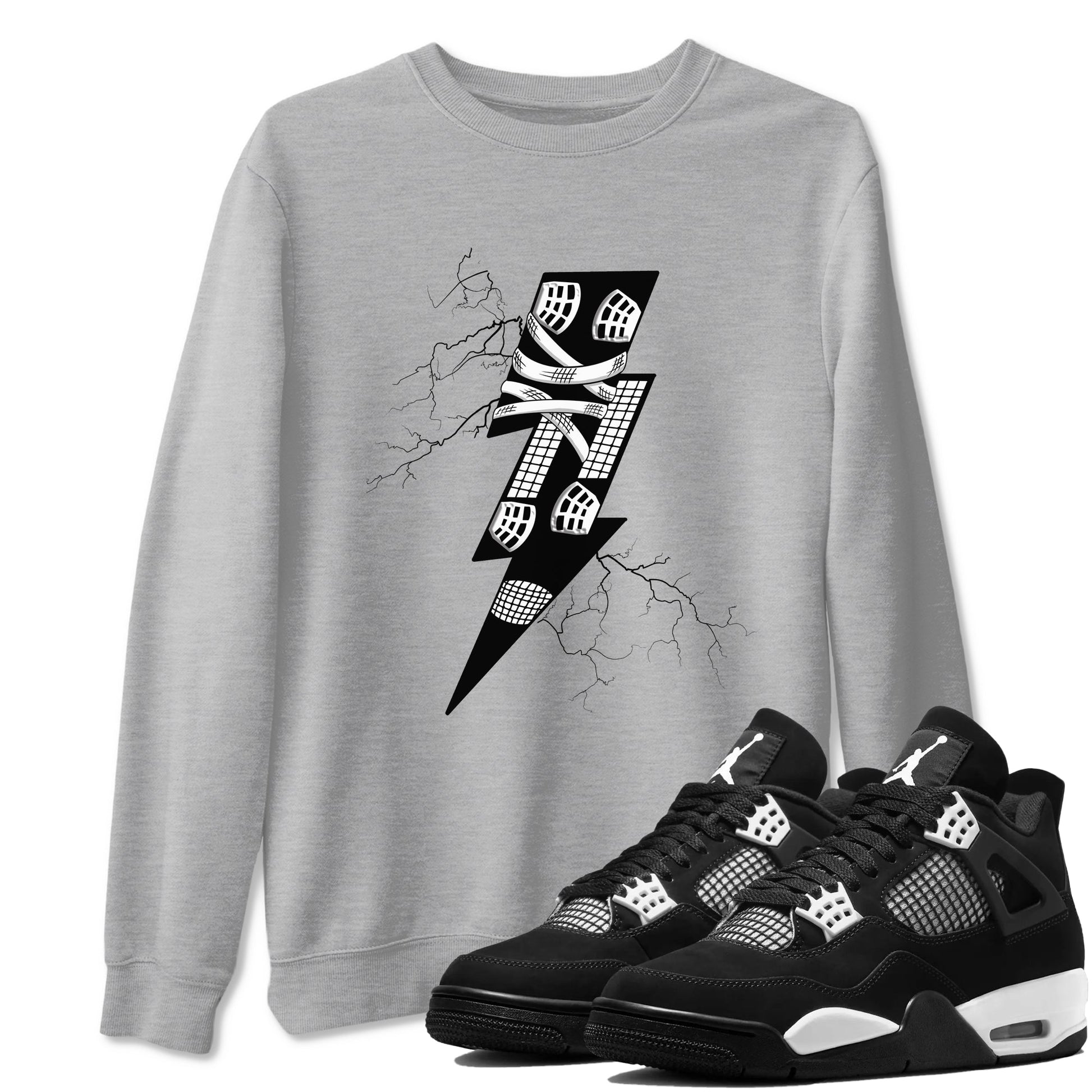 AJ4 White Thunder shirts to match jordans Thunder Kick sneaker match tees Air Jordan 4 White Thunder Drip Gear Zone streetwear brand Heather Grey 1 unisex cotton tee