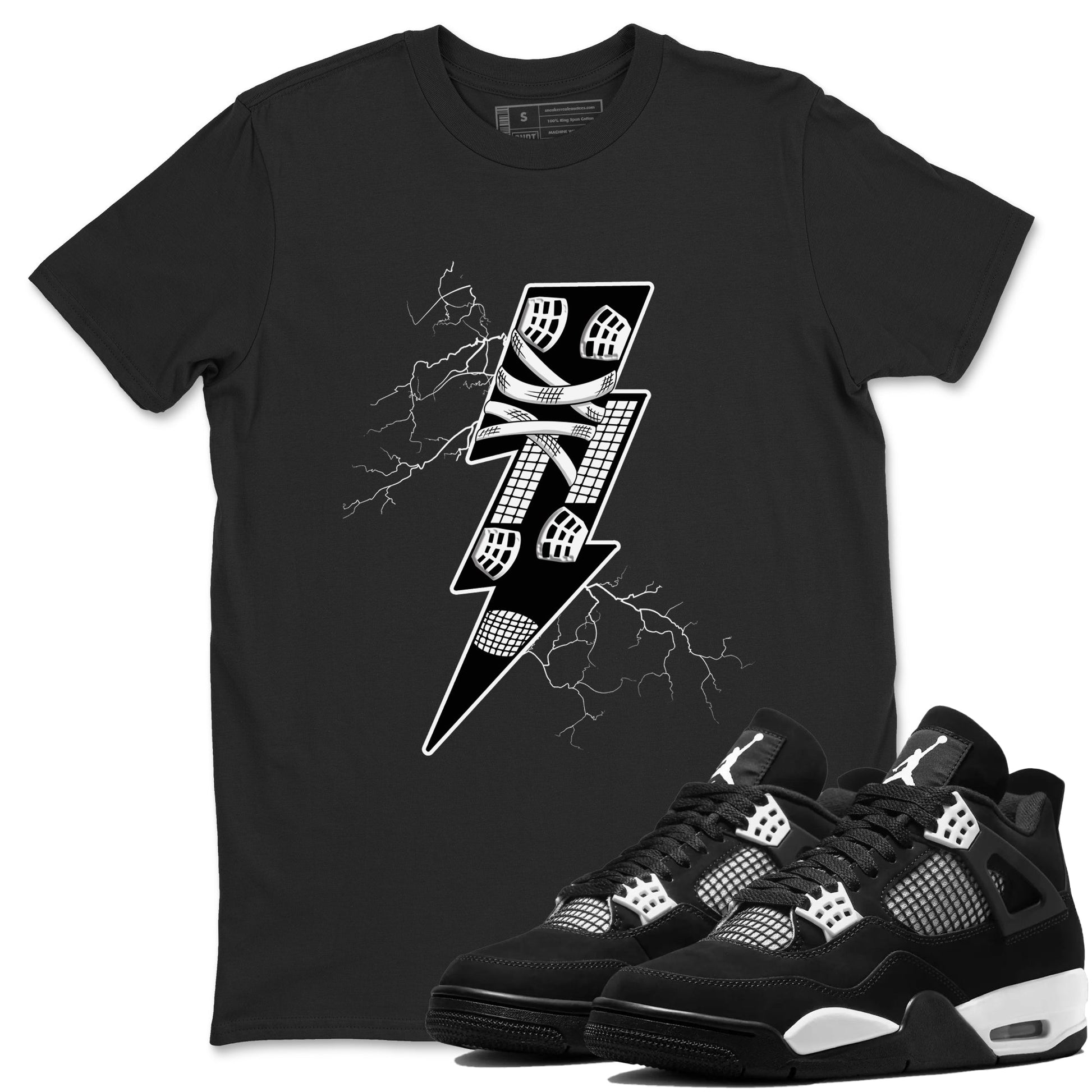 AJ4 White Thunder shirts to match jordans Thunder Kick sneaker match tees Air Jordan 4 White Thunder Drip Gear Zone streetwear brand Black 1 unisex cotton tee